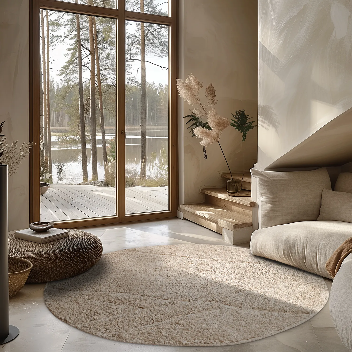 Kerek szőnyeg - Andrea Natural Cotton Shaggy (bézs)