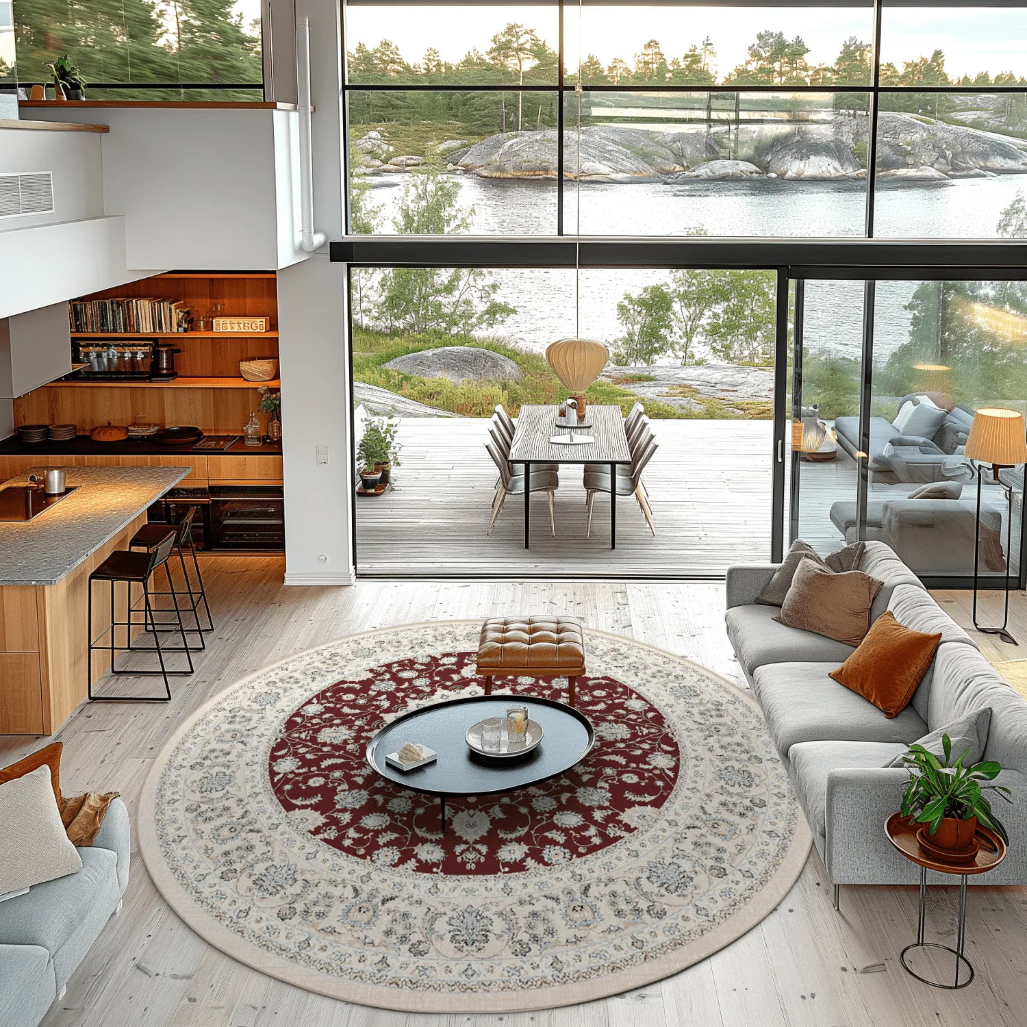 Kerek szőnyeg - Arabella (borvörös)