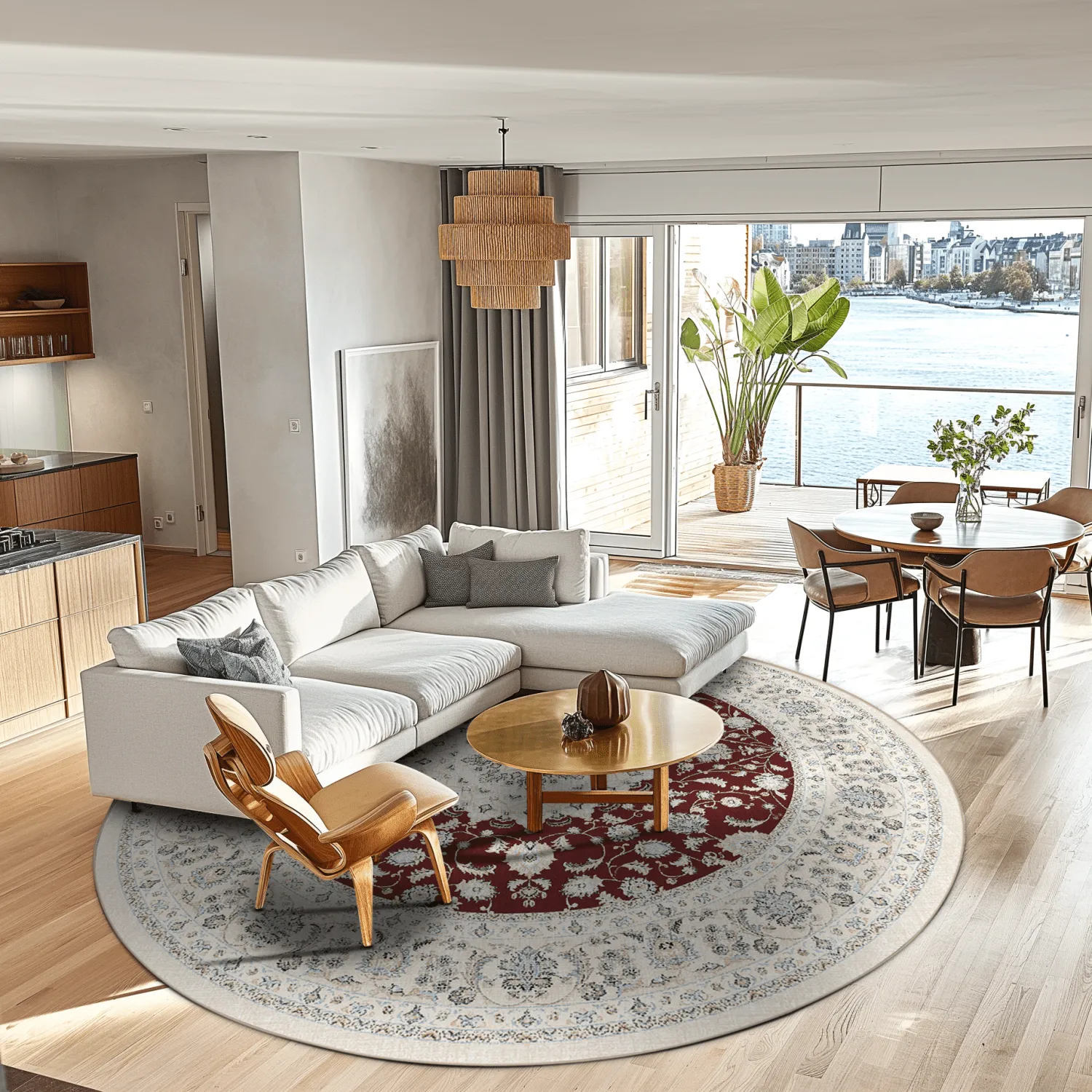 Kerek szőnyeg - Arabella (borvörös)