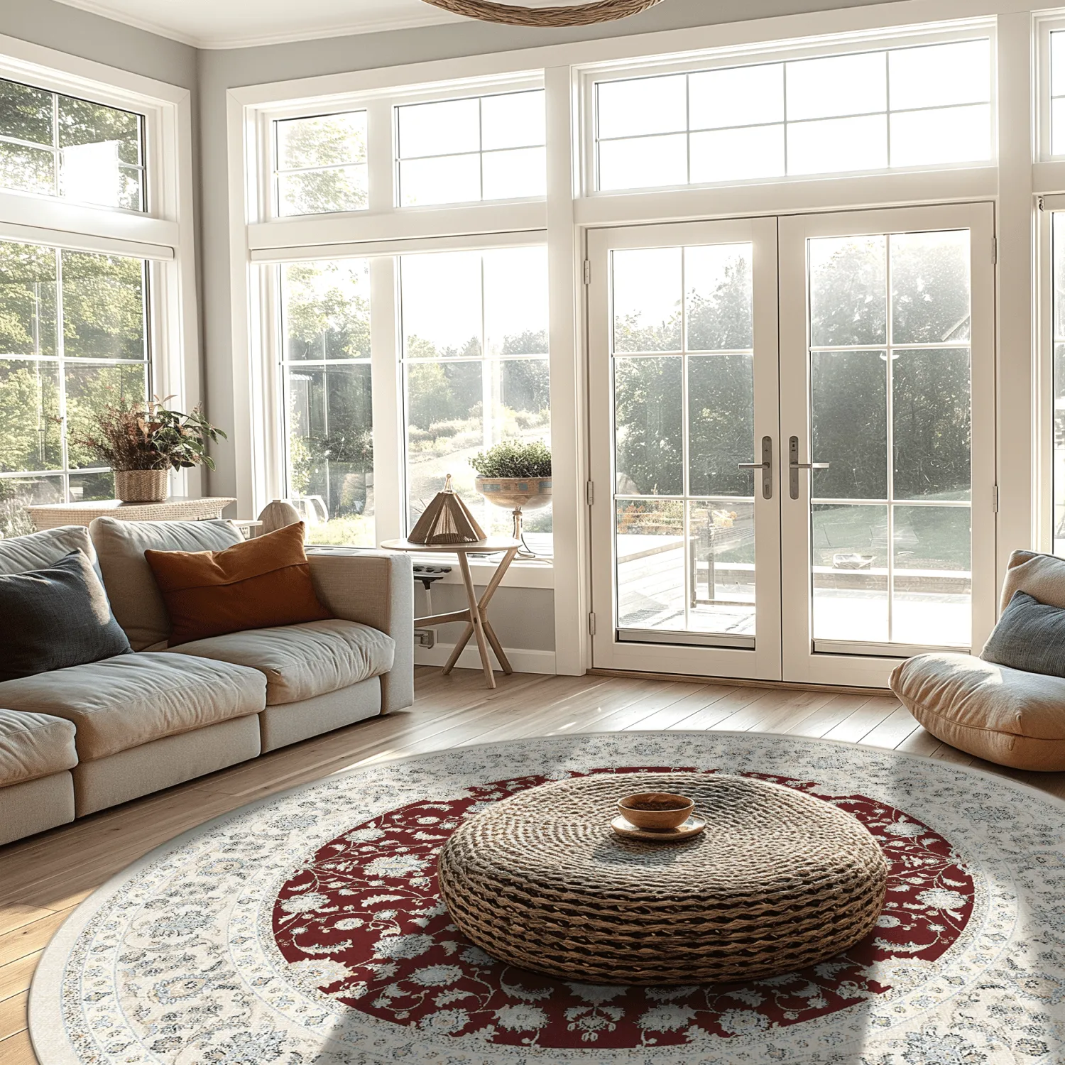 Kerek szőnyeg - Arabella (borvörös)