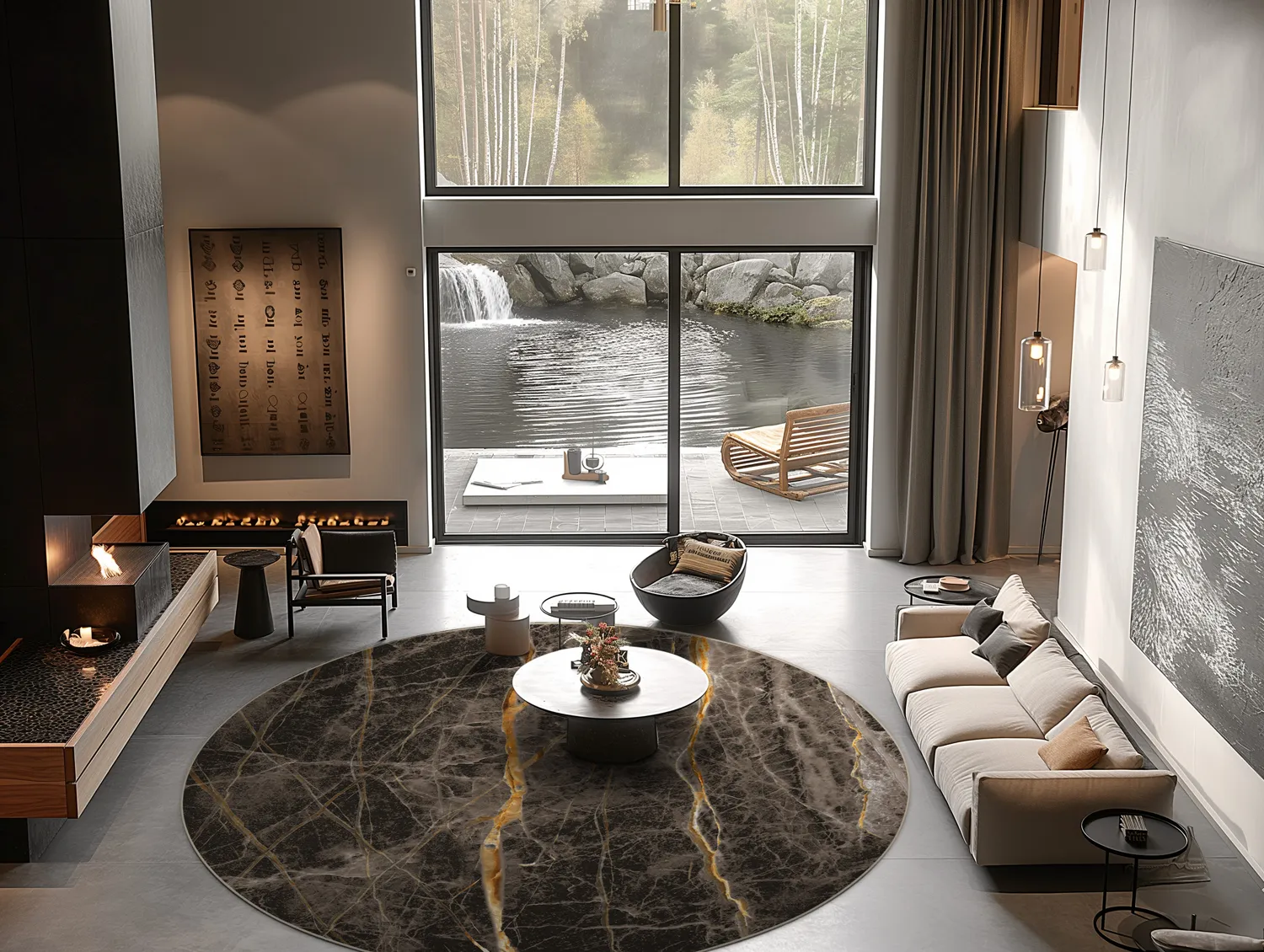 Kerek szőnyeg - Aris (fekete/arany)