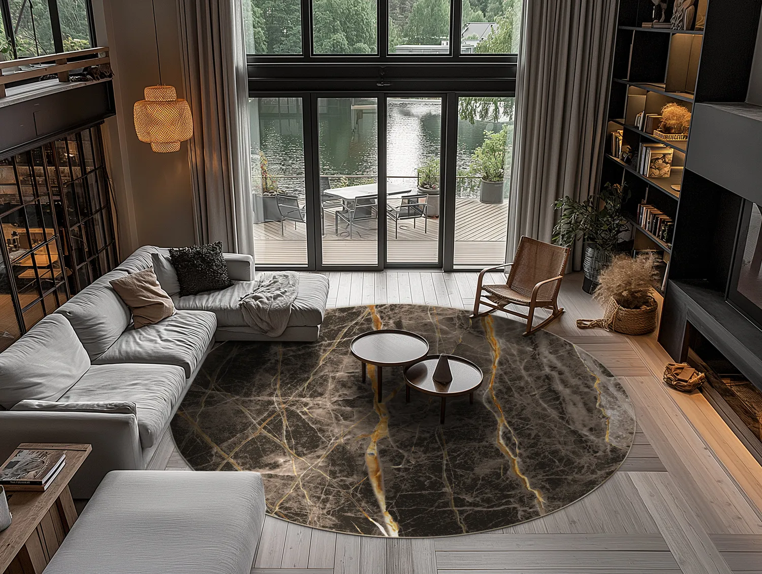 Kerek szőnyeg - Aris (fekete/arany)