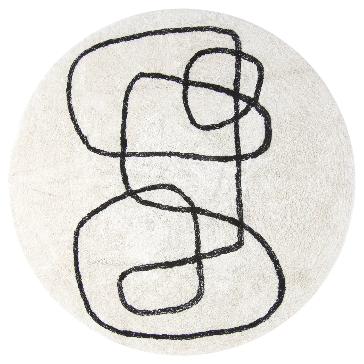 Kerek szőnyeg - Bavello Natural Cotton Shaggy (offwhite/fekete)