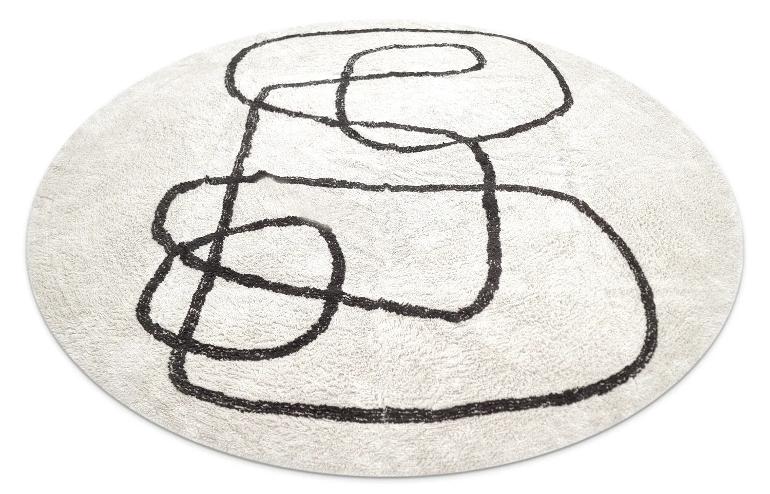 Kerek szőnyeg - Bavello Natural Cotton Shaggy (offwhite/fekete)