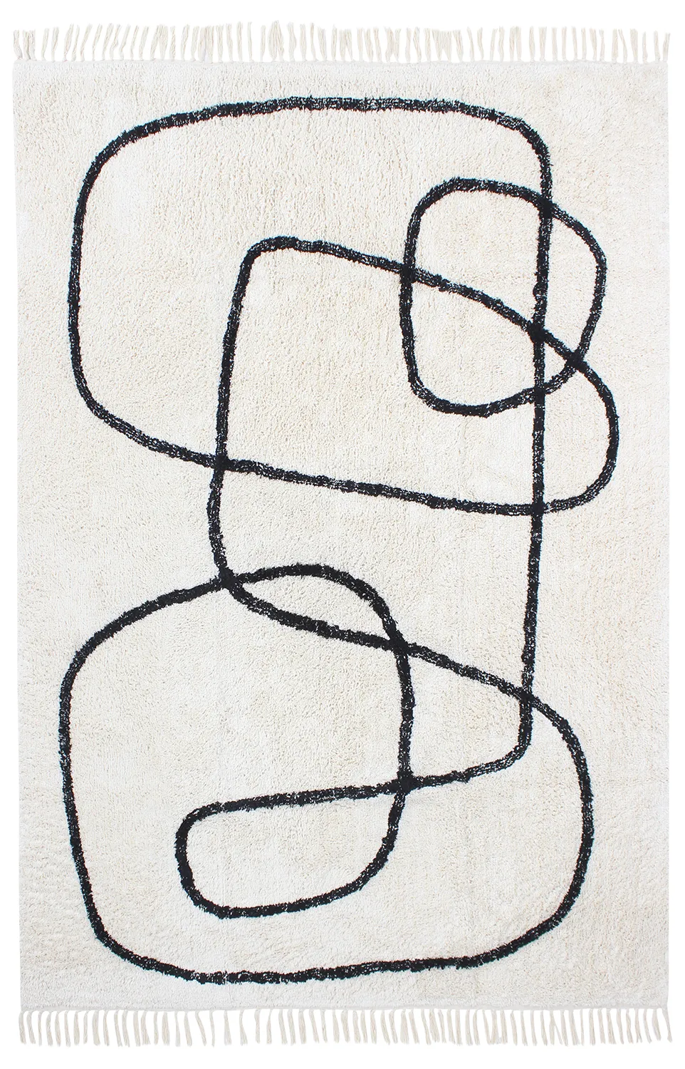 Shaggy szőnyeg - Bavello Natural Cotton Shaggy (offwhite/fekete)