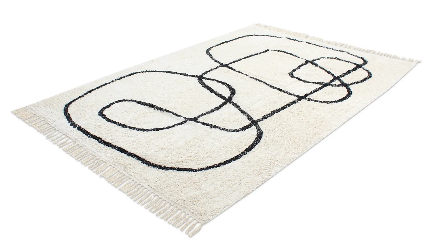 Shaggy szőnyeg - Bavello Natural Cotton Shaggy (offwhite/fekete)