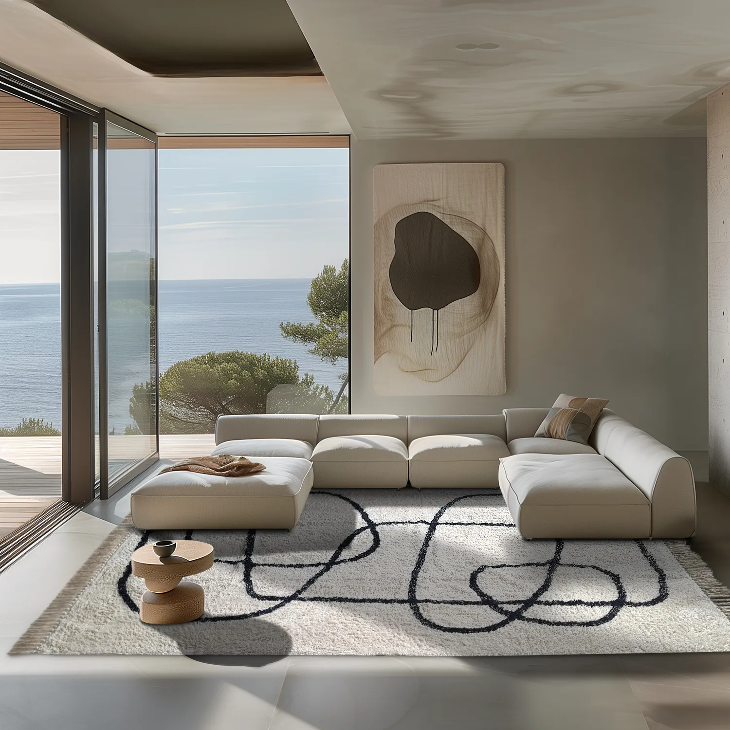 Shaggy szőnyeg - Bavello Natural Cotton Shaggy (offwhite/fekete)