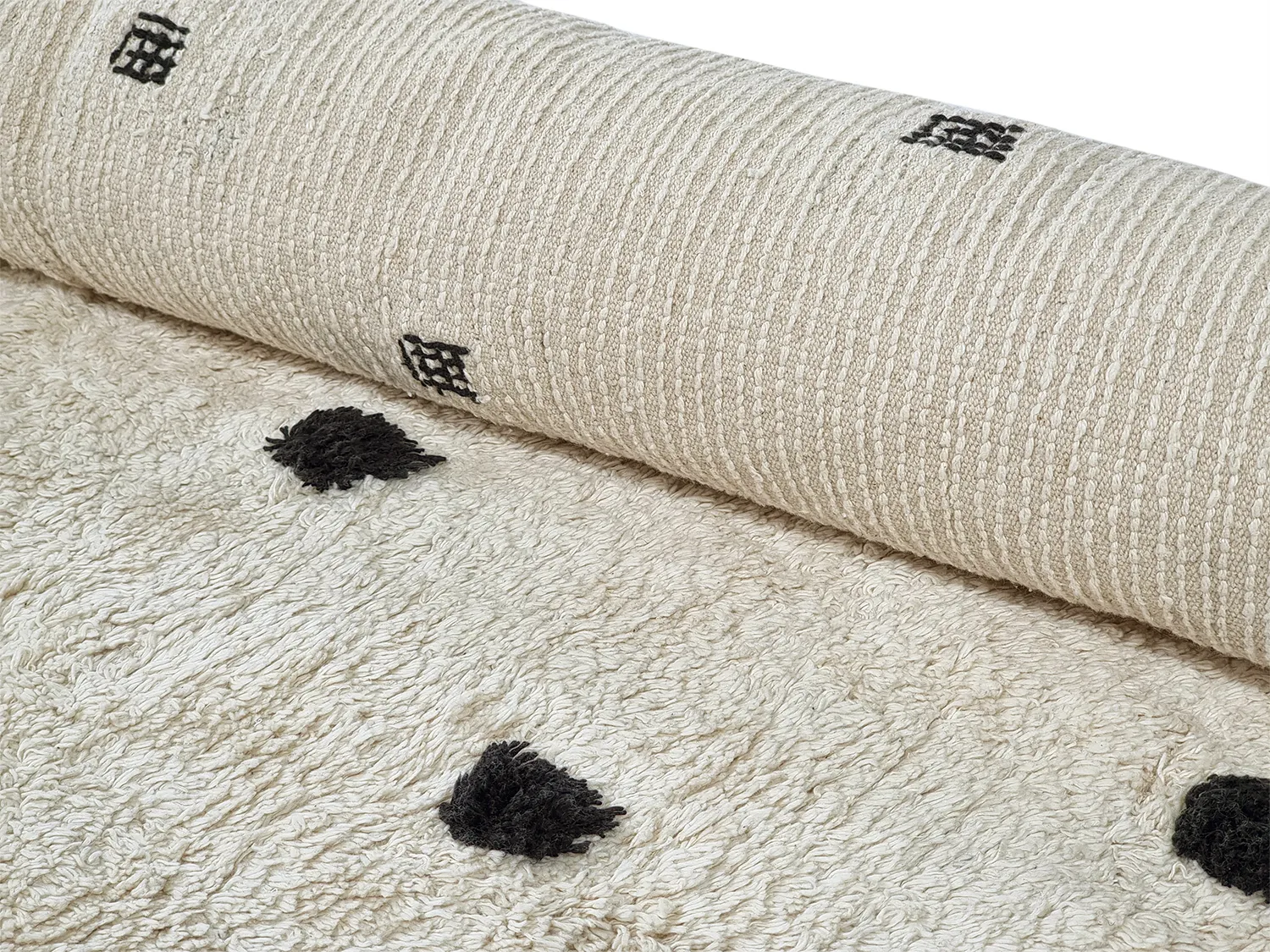 Kerek szőnyeg - Belle Natural Cotton Shaggy (offwhite/fekete)