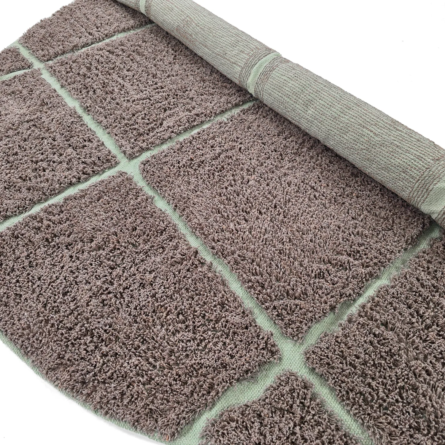 Kerek szőnyeg - Bellevue Natural Cotton Shaggy (szürkés/zöld)