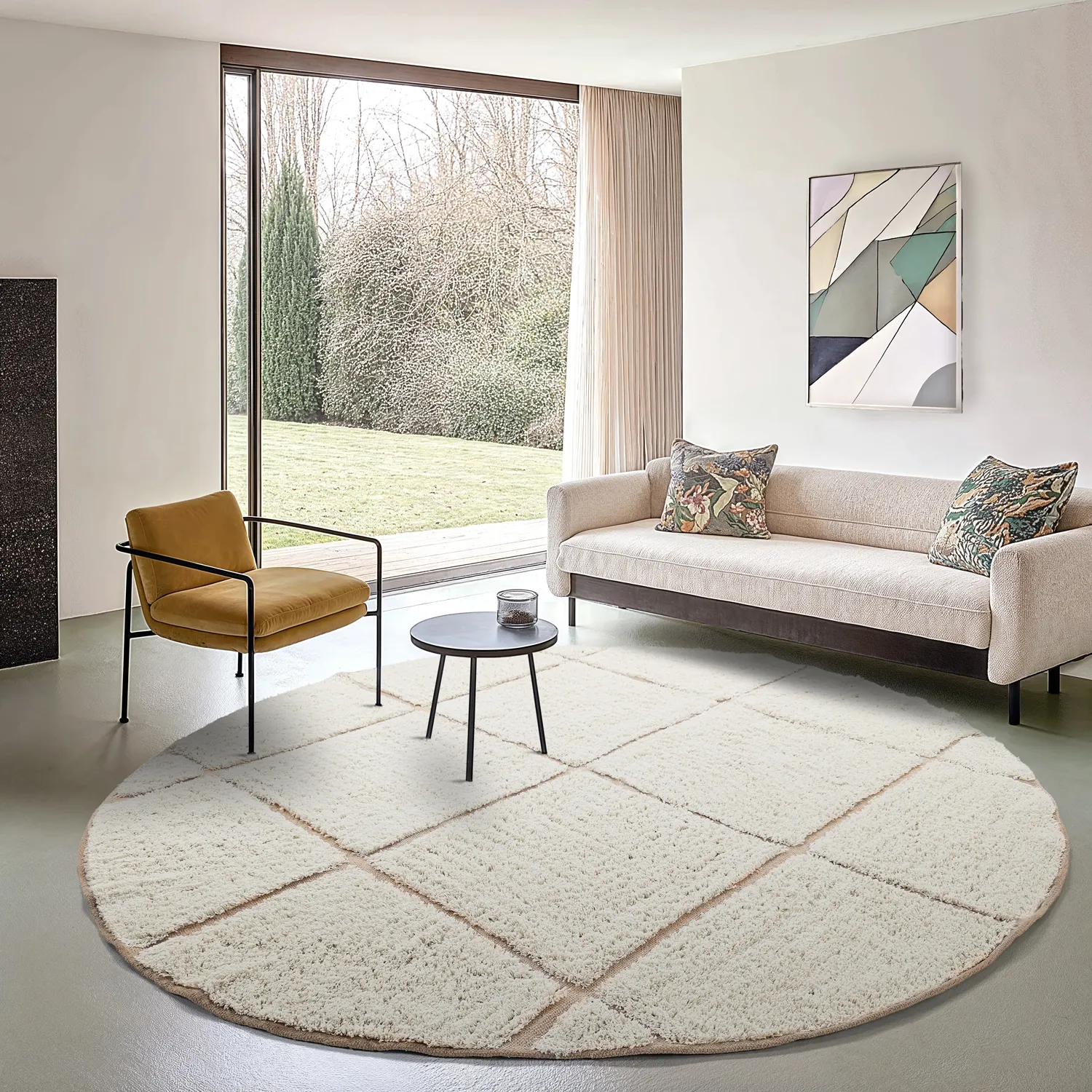 Kerek szőnyeg - Bellevue Natural Cotton Shaggy (törtfehér/bézs)