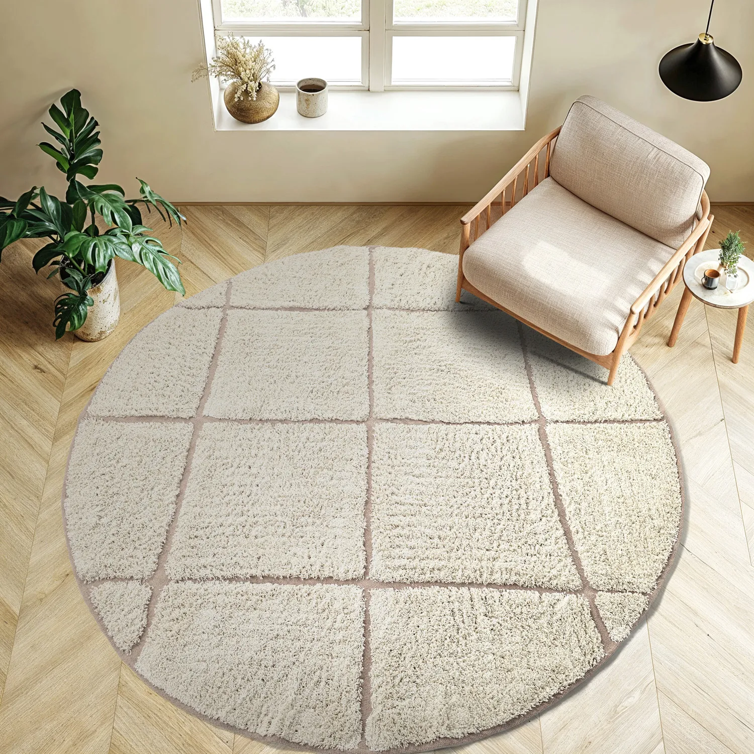 Kerek szőnyeg - Bellevue Natural Cotton Shaggy (törtfehér/bézs)