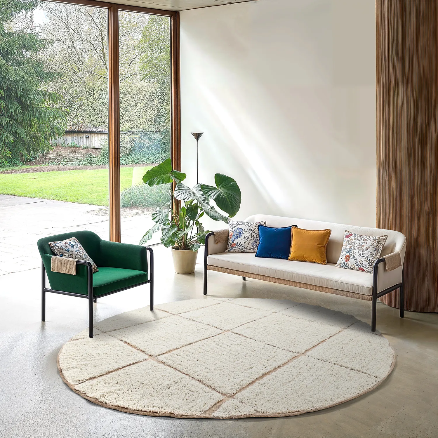 Kerek szőnyeg - Bellevue Natural Cotton Shaggy (törtfehér/bézs)