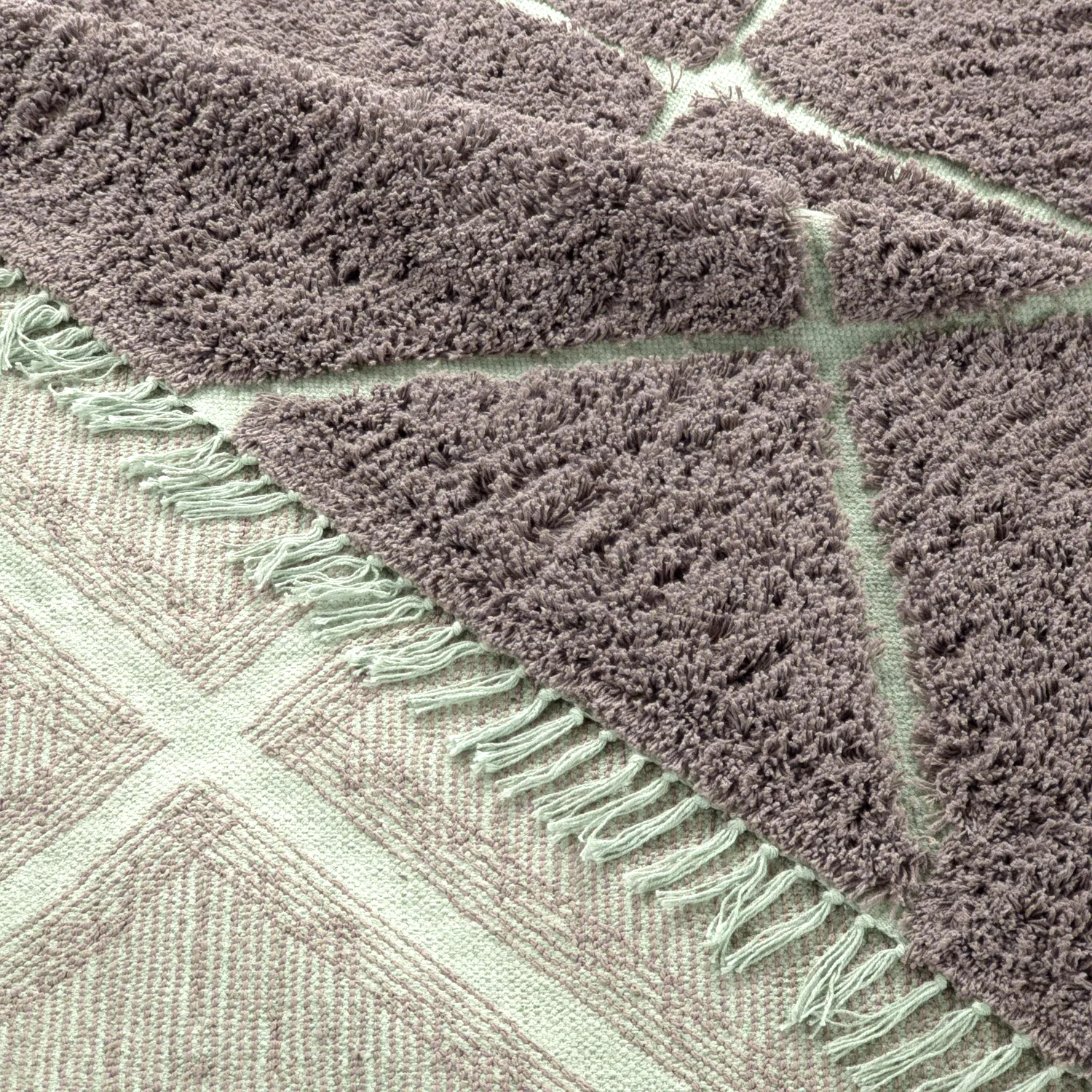 Shaggy szőnyeg - Bellevue Natural Cotton Shaggy (szürkés/zöld)