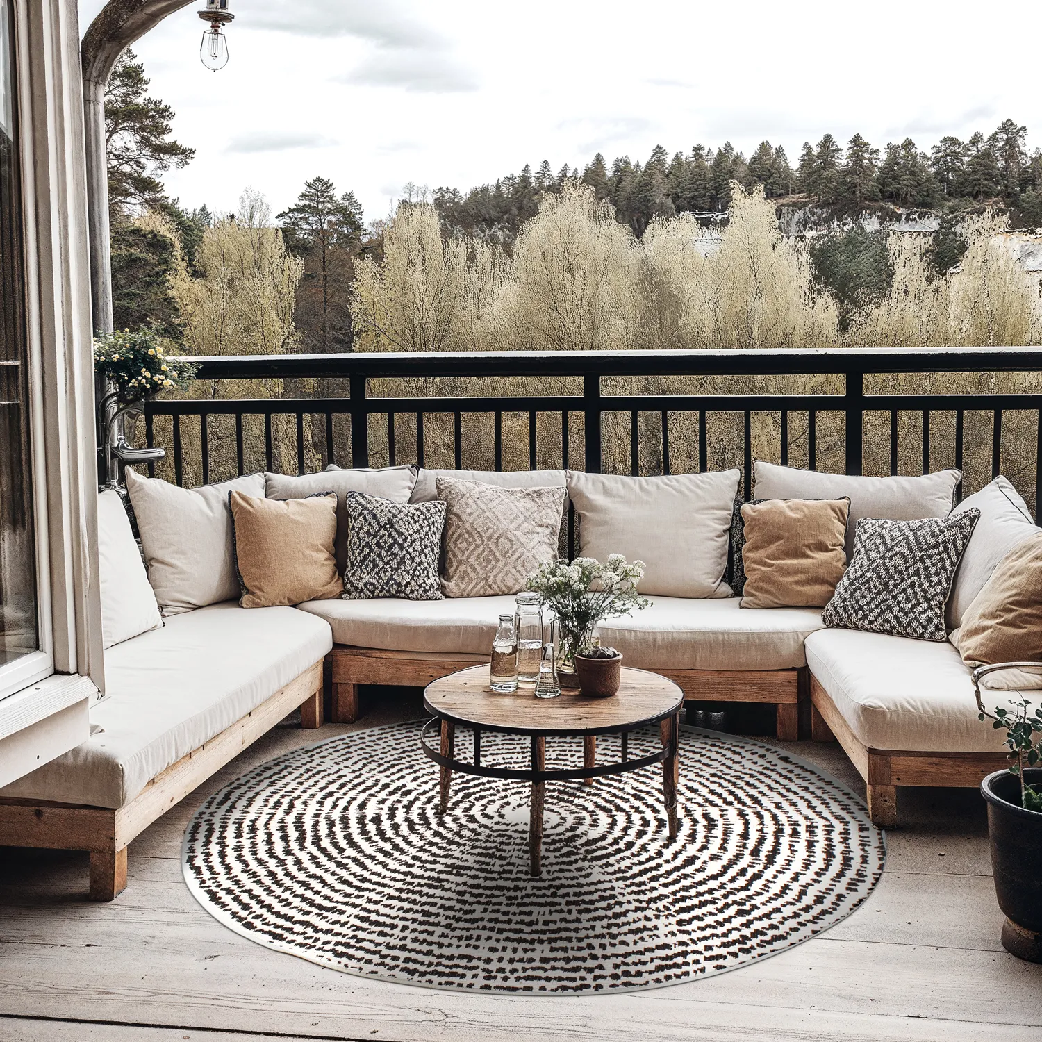 Kerek szőnyeg - Brussels Swirl (fekete)