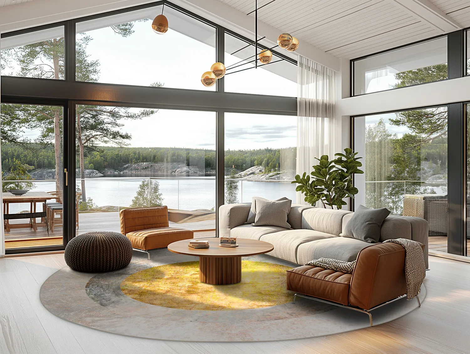 Kerek szőnyeg - Budoni (szürke/bezs/sárga)