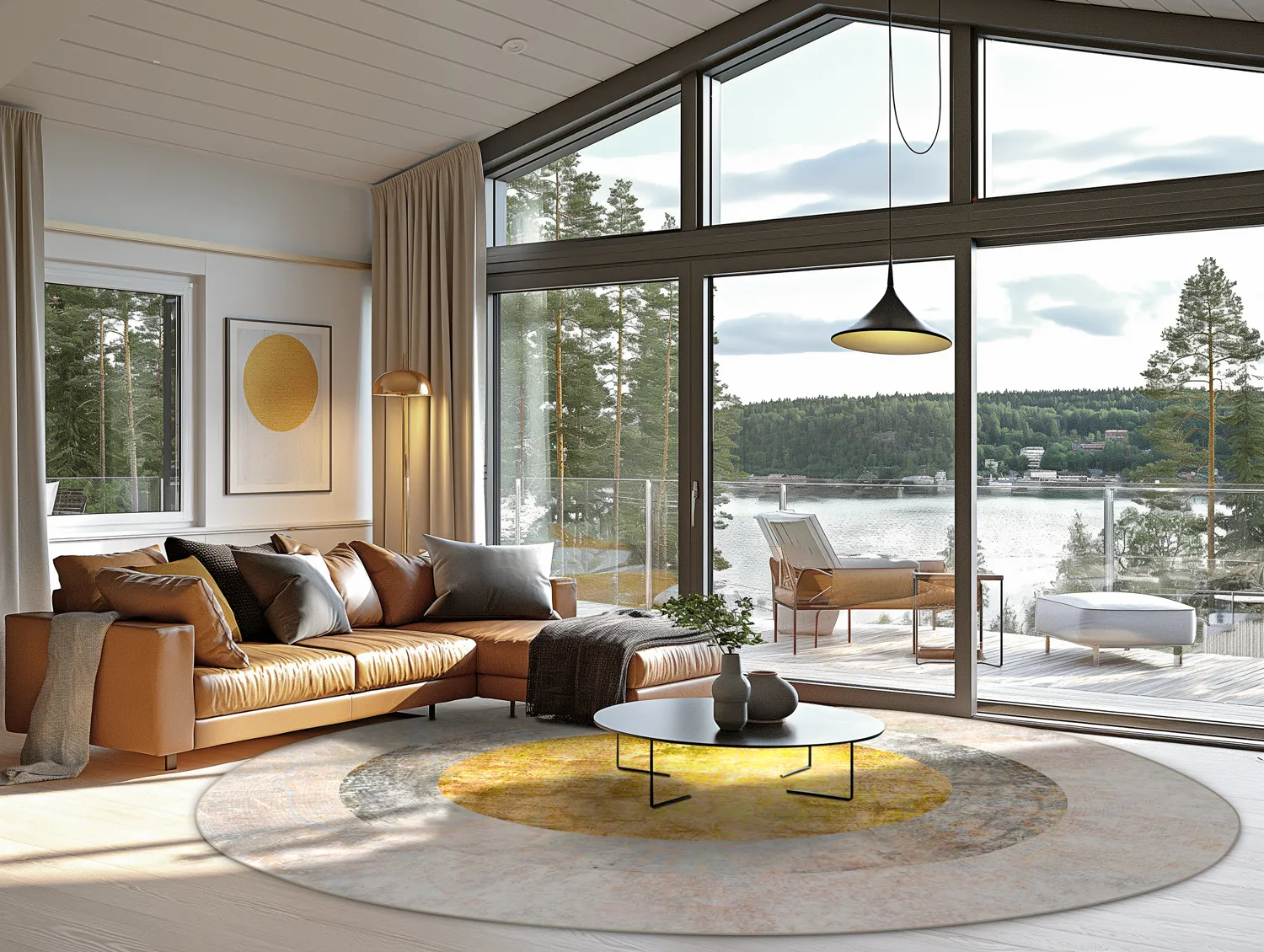 Kerek szőnyeg - Budoni (szürke/bezs/sárga)