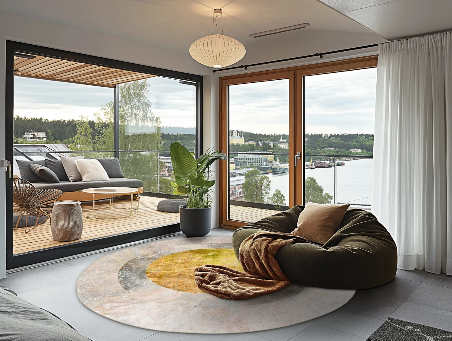 Kerek szőnyeg - Budoni (szürke/bezs/sárga)