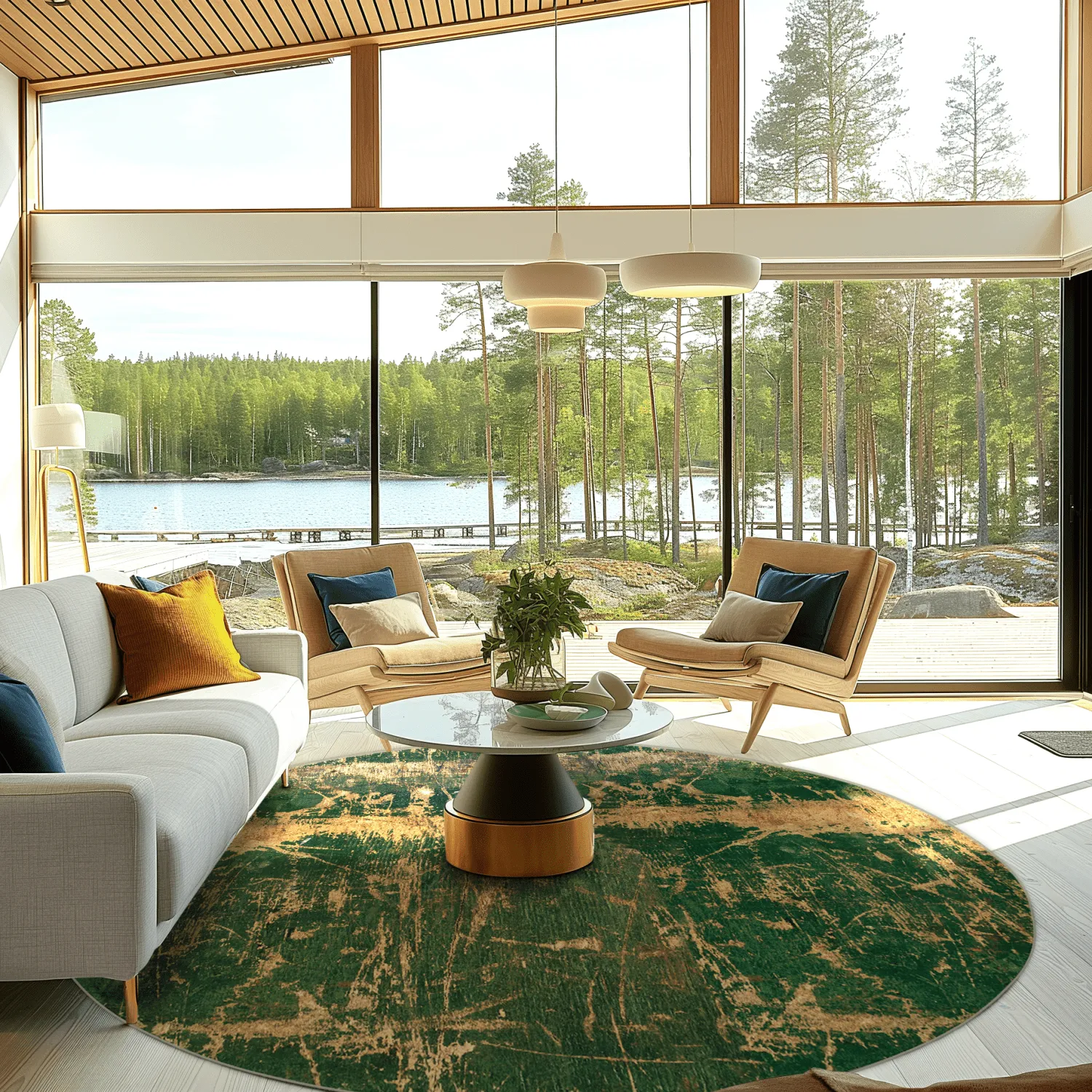 Kerek szőnyeg - Cantoria (bezs/zöld)