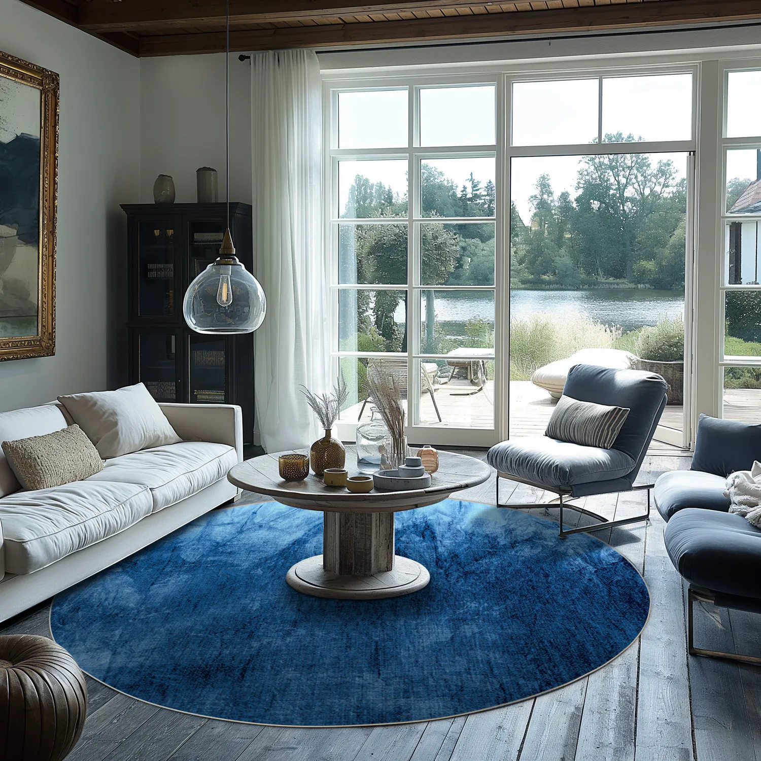 Kerek szőnyeg - Cargese (kék)