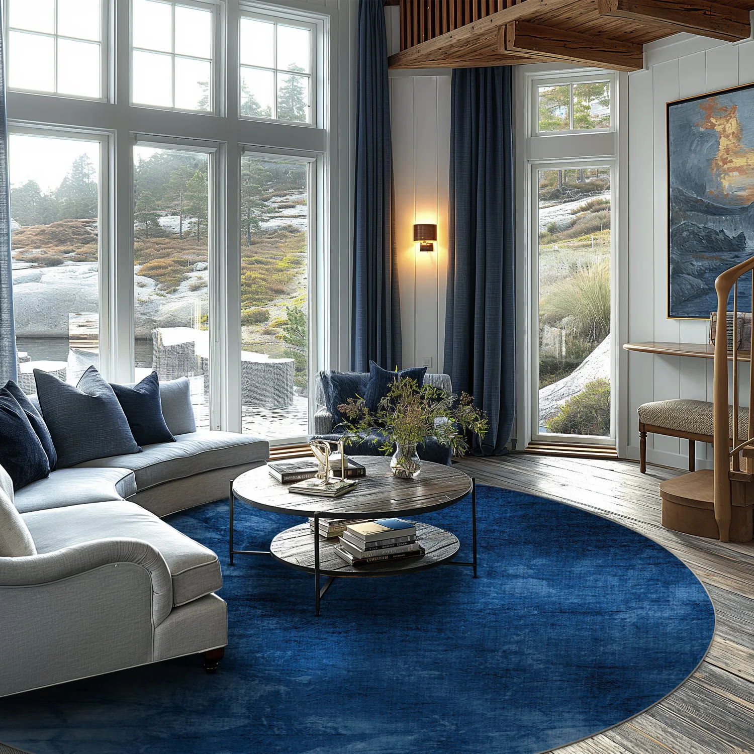 Kerek szőnyeg - Cargese (kék)