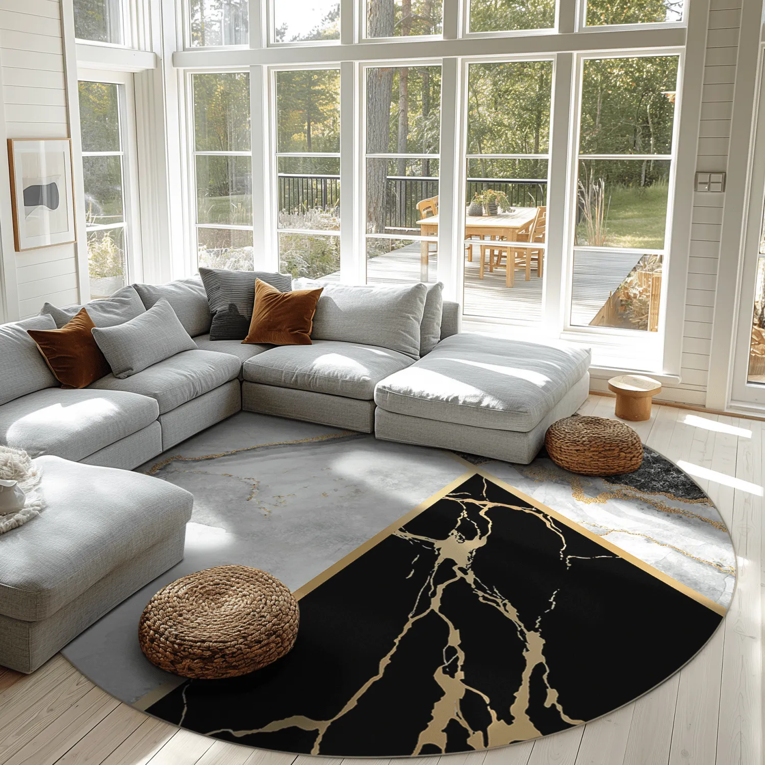 Kerek szőnyeg - Cassa (szürke/fekete/arany)