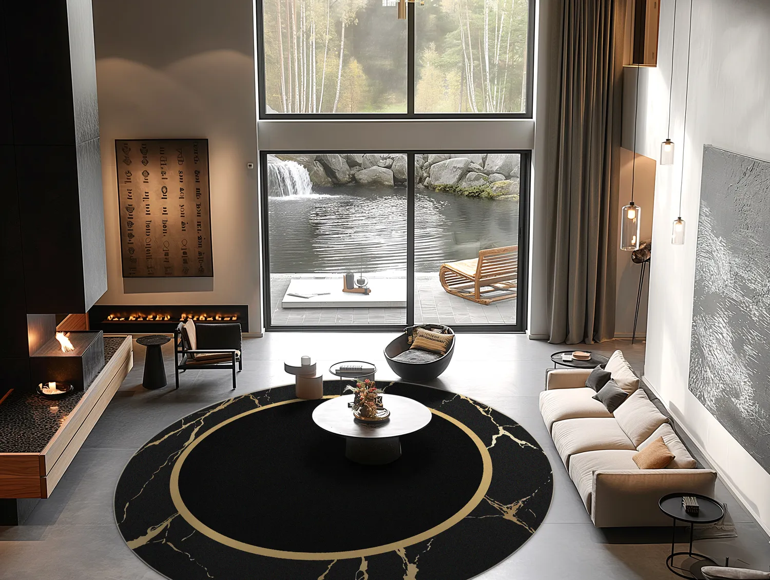 Kerek szőnyeg - Cerasia (fekete/arany)