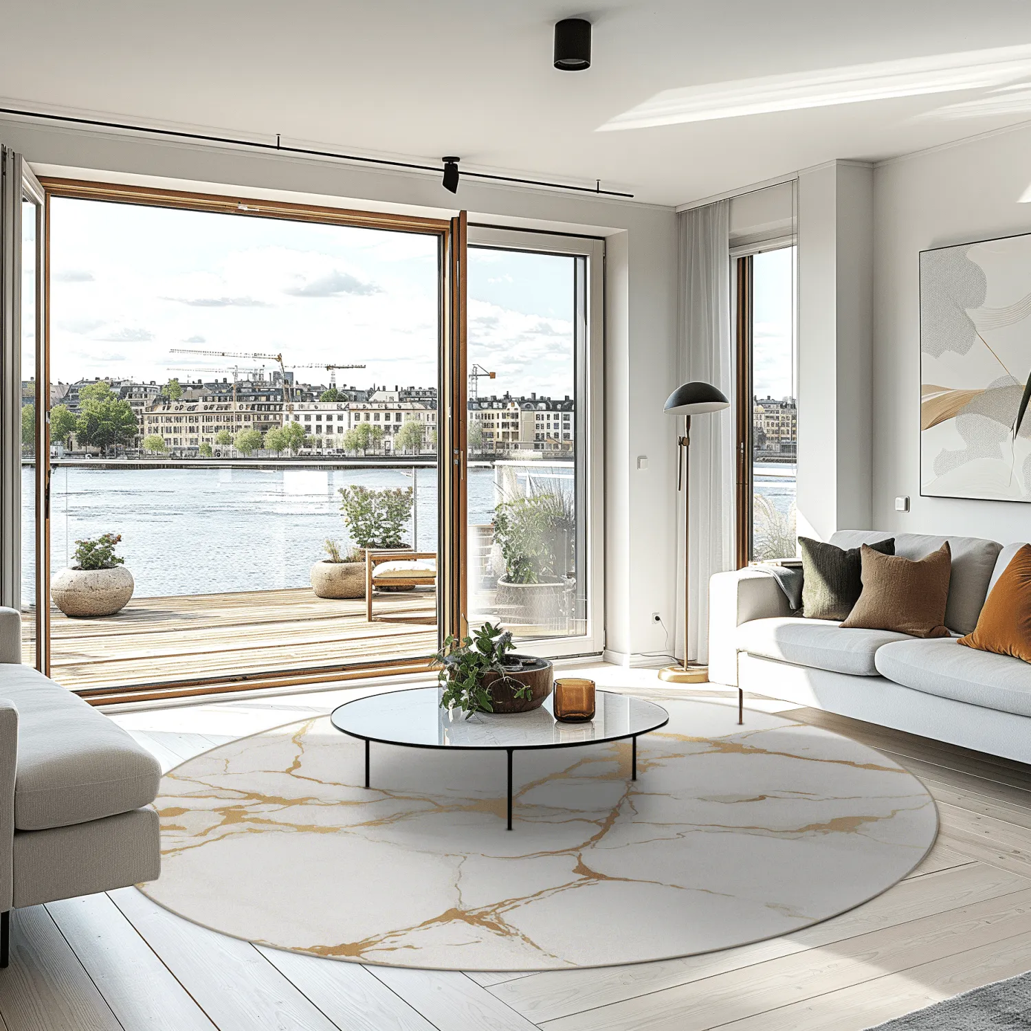 Kerek szőnyeg - Cesina (stone/fehér/arany)