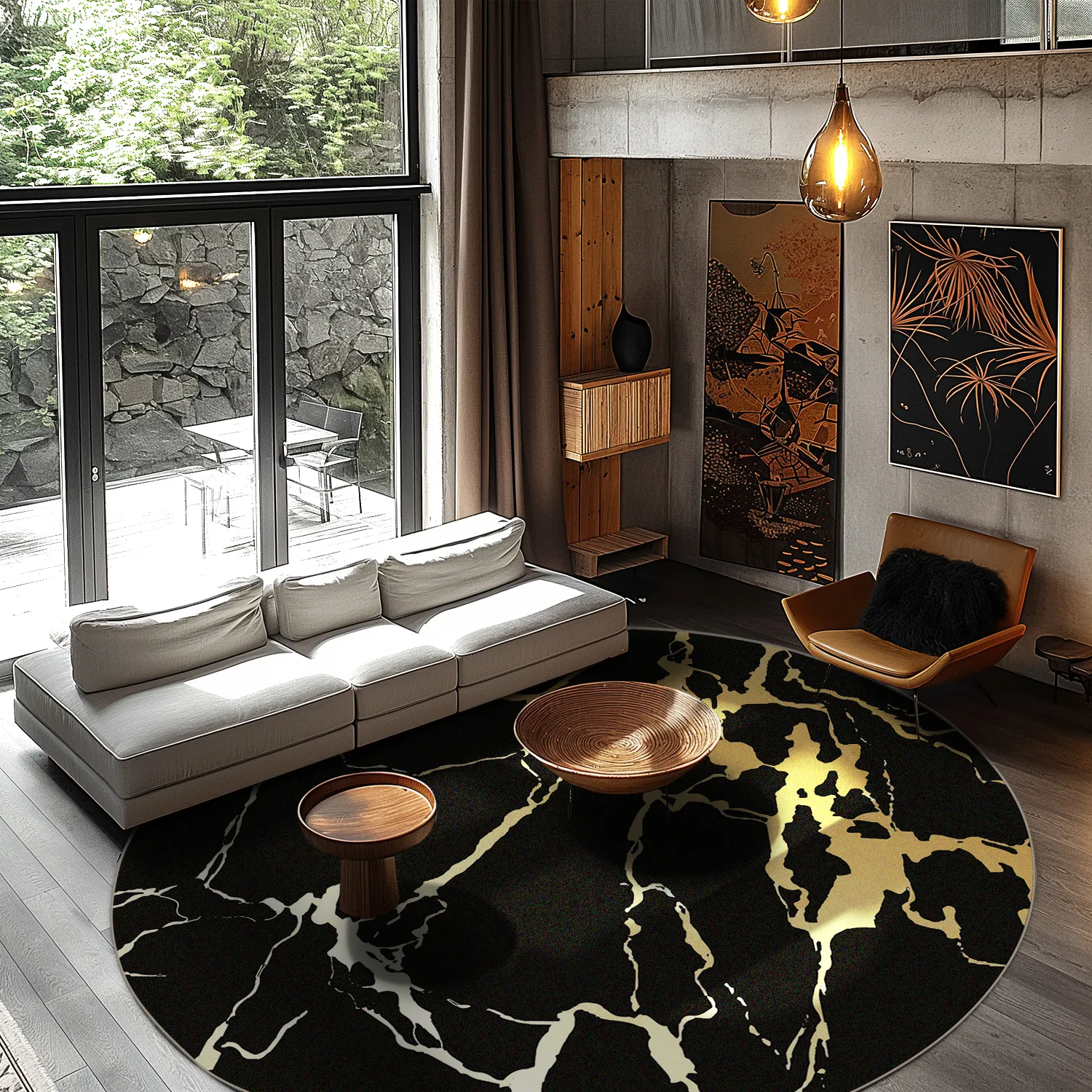 Kerek szőnyeg - Cesina (fekete/arany)