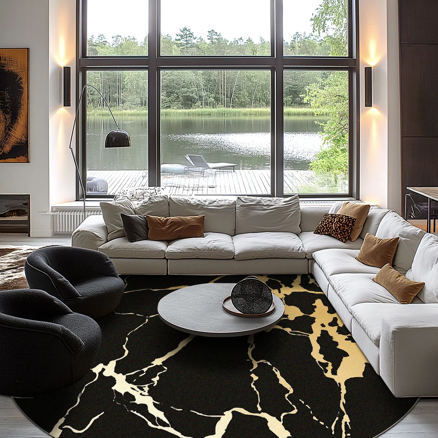 Kerek szőnyeg - Cesina (fekete/arany)