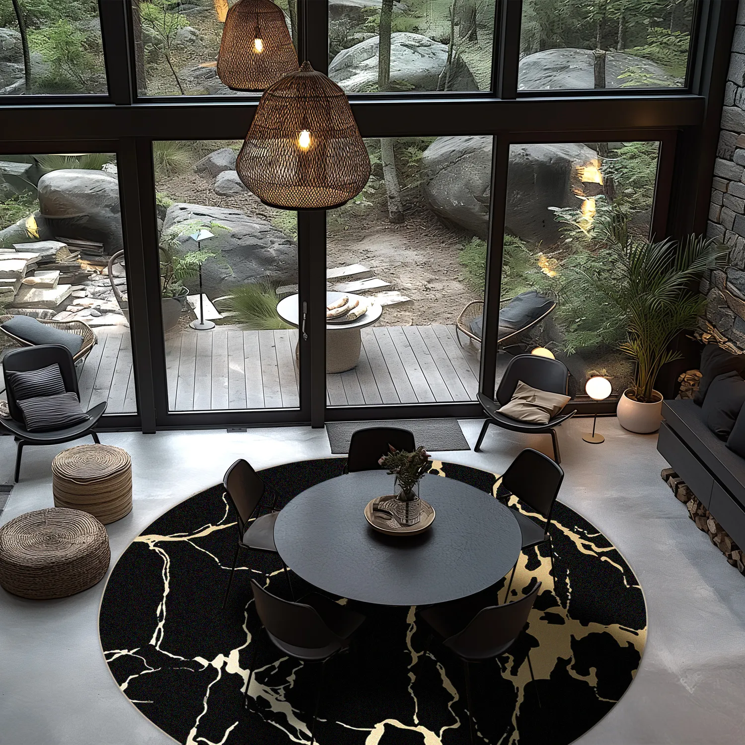 Kerek szőnyeg - Cesina (fekete/arany)