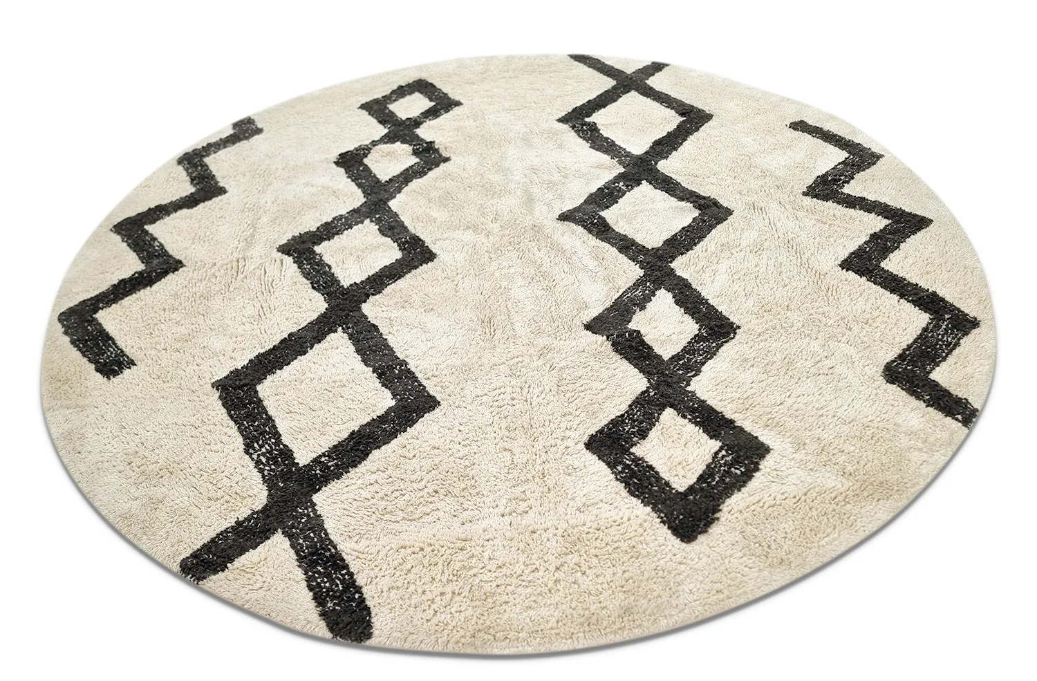 Kerek szőnyeg - Chablis Natural Cotton Shaggy (offwhite/fekete)