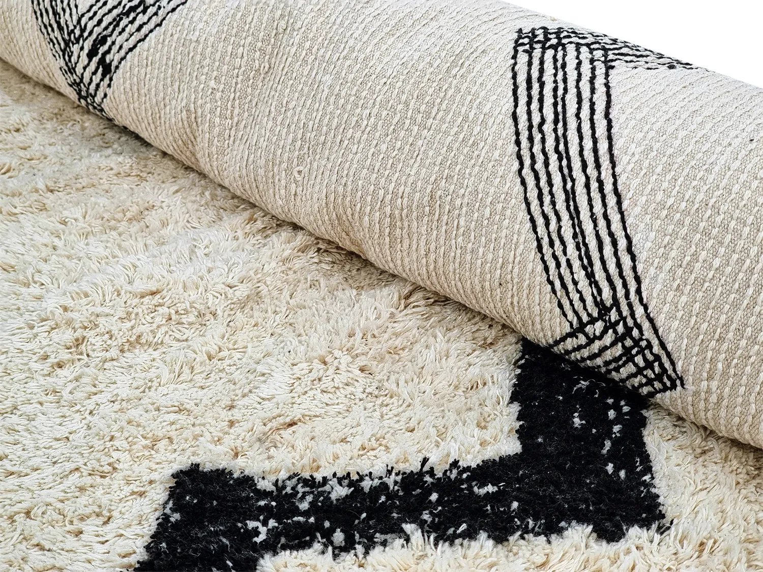Kerek szőnyeg - Chablis Natural Cotton Shaggy (offwhite/fekete)