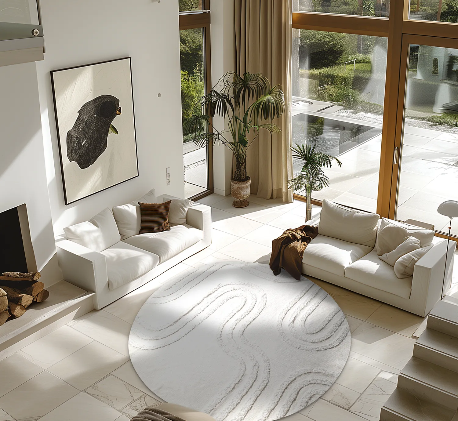 Kerek szőnyeg - Como Natural Cotton Shaggy (offwhite)