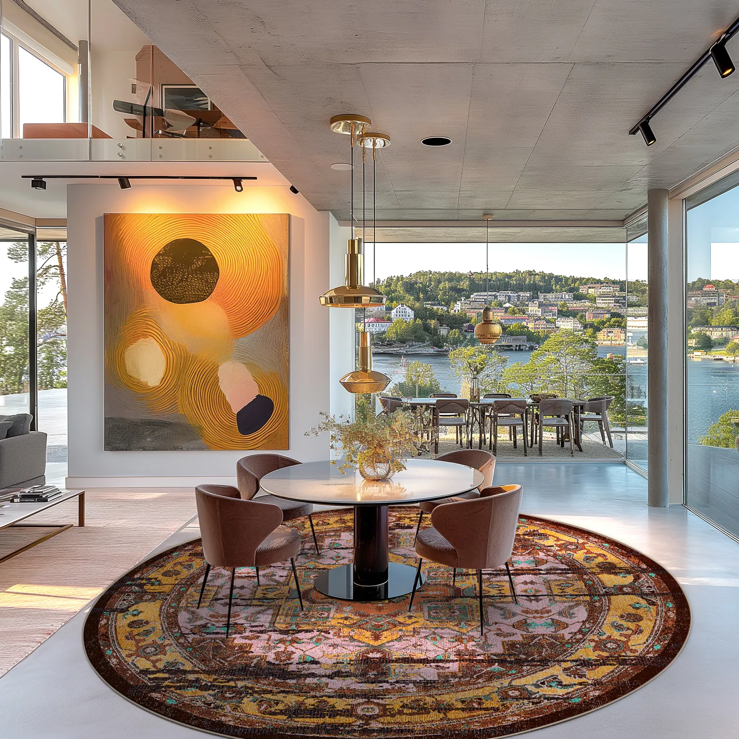 Kerek szőnyeg - Darnah (sárga/többszínű)