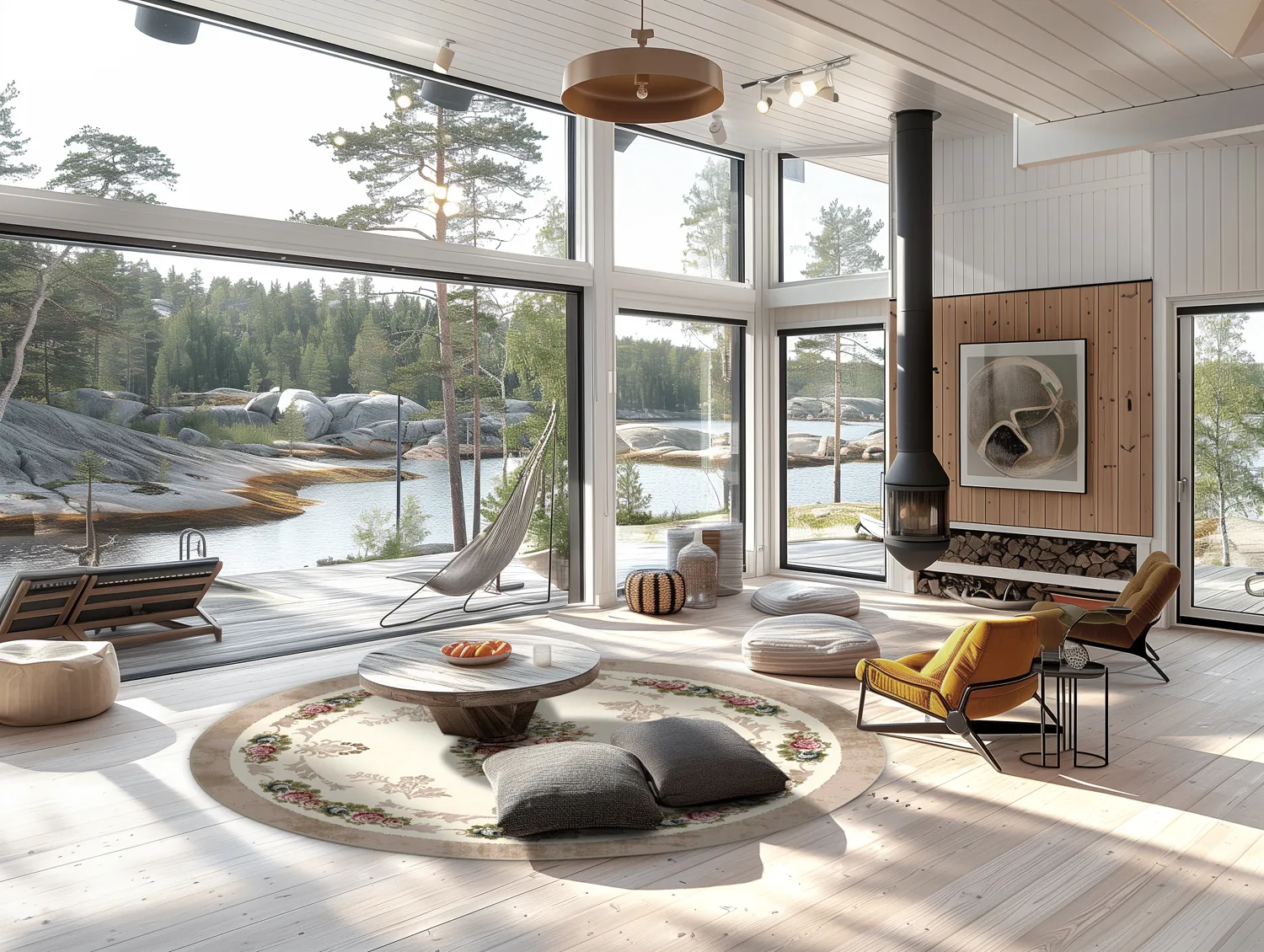 Kerek szőnyeg - Delpha (bezs/többszínű)