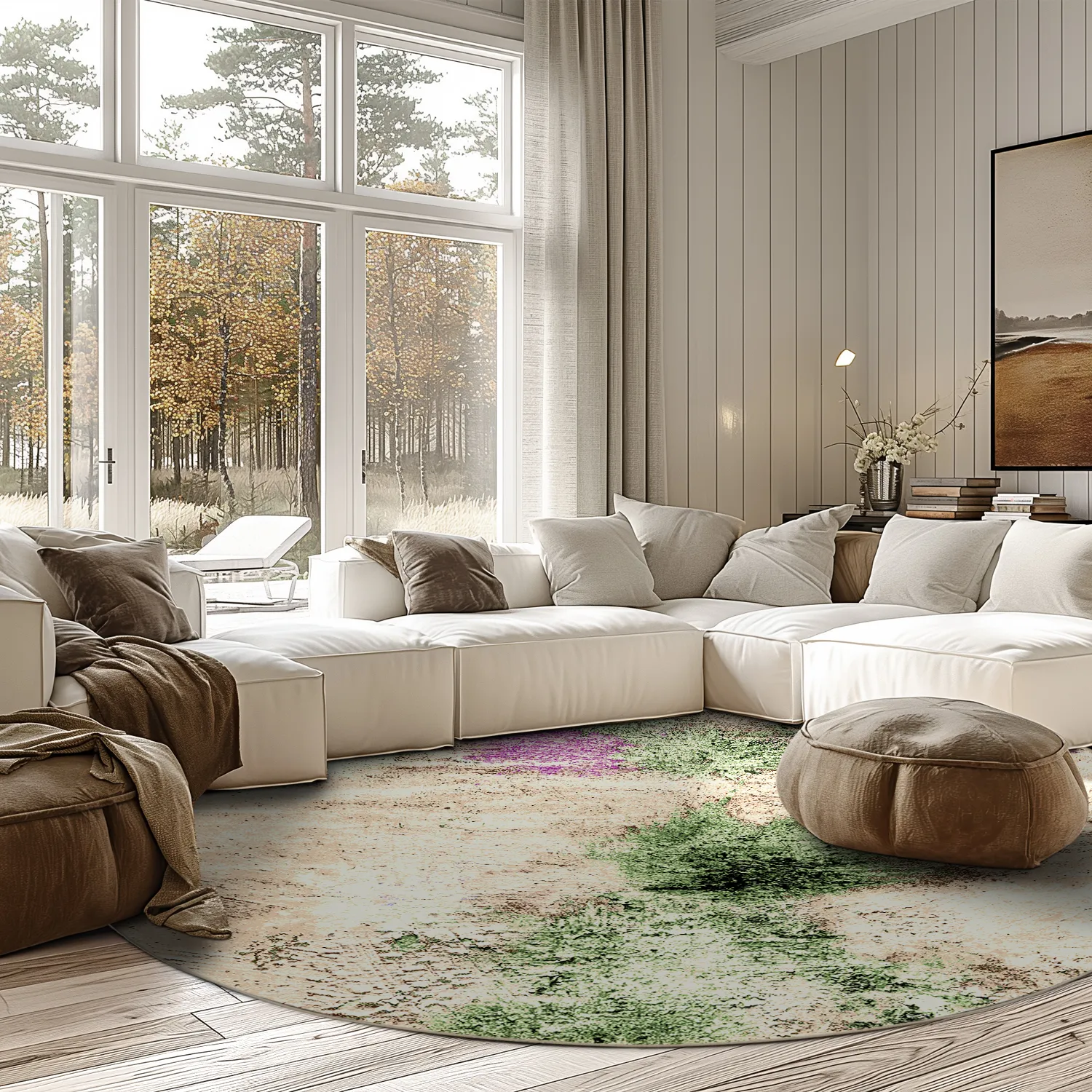 Kerek szőnyeg - Dimos (bezs/többszínű)