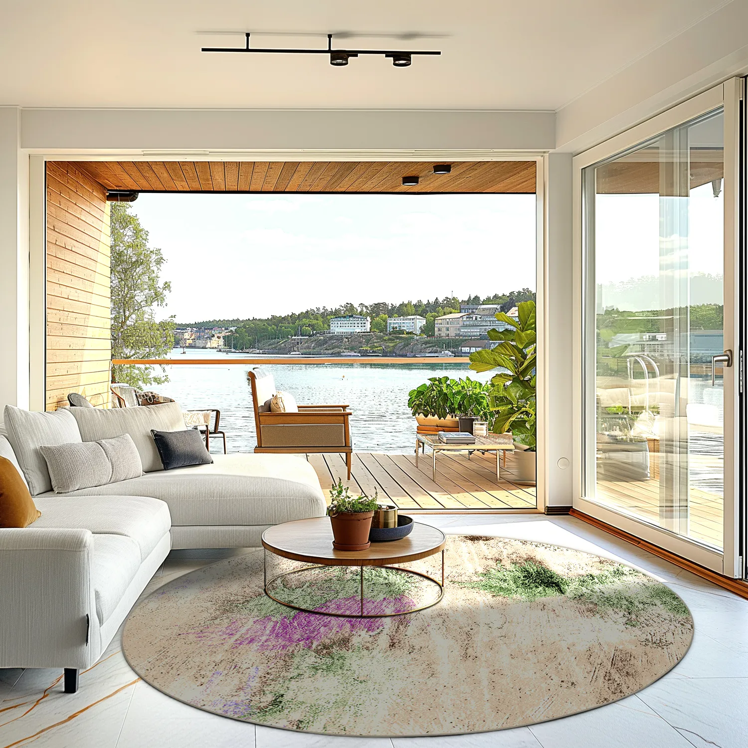 Kerek szőnyeg - Dimos (bezs/többszínű)