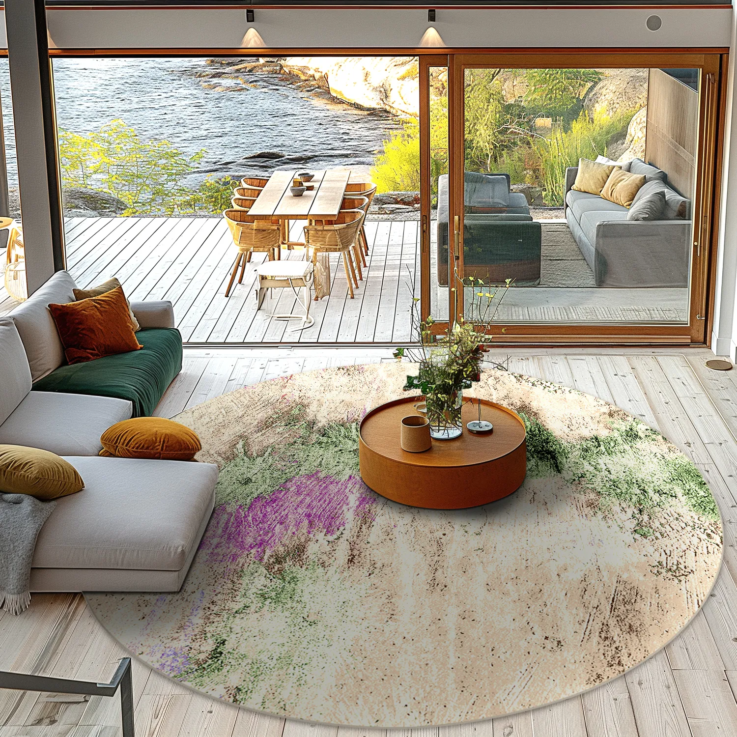 Kerek szőnyeg - Dimos (bezs/többszínű)