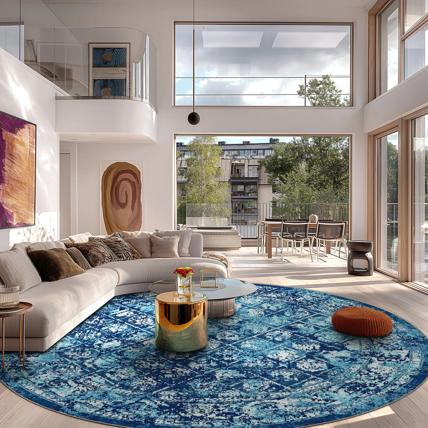 Kerek szőnyeg - Douz (kék)