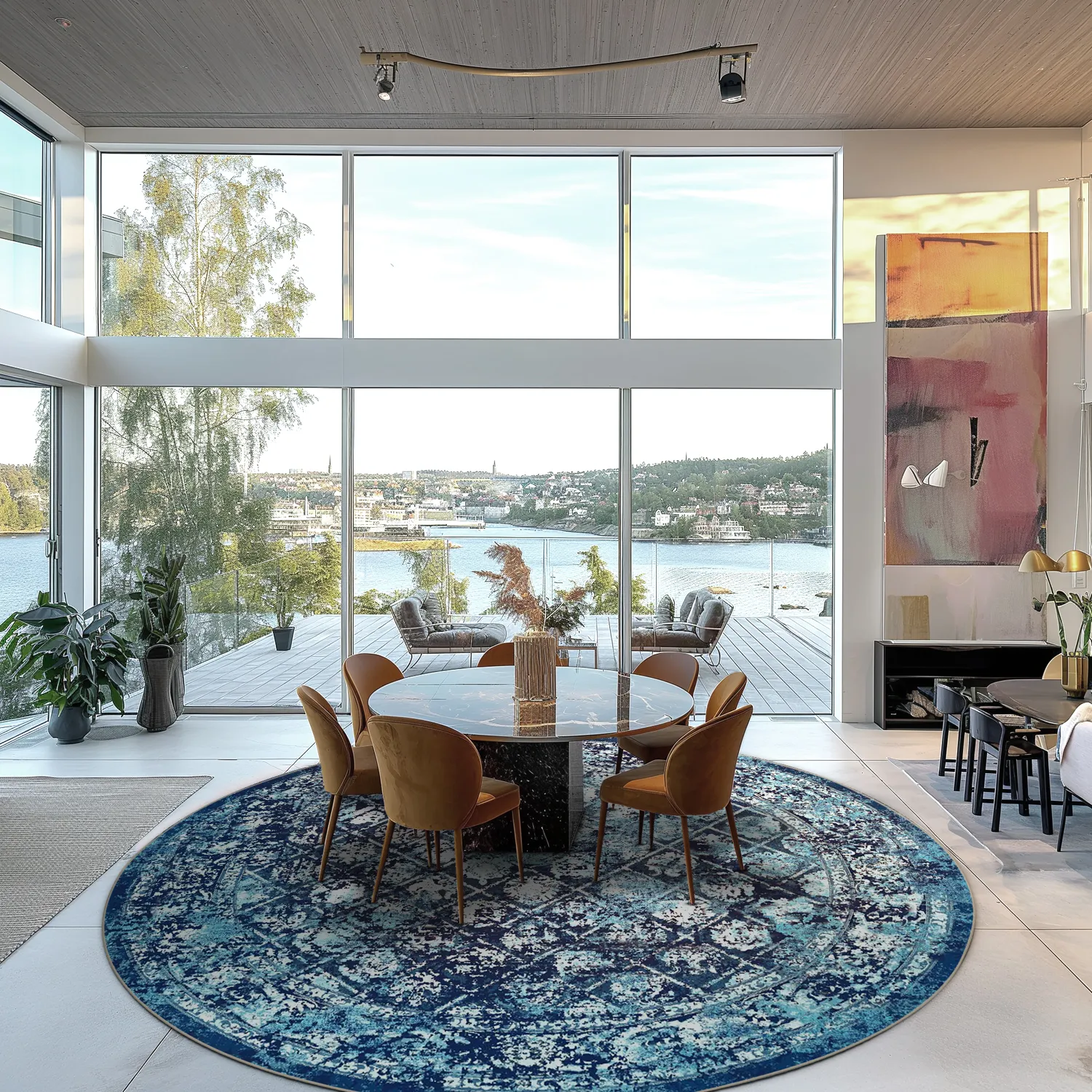 Kerek szőnyeg - Douz (kék)