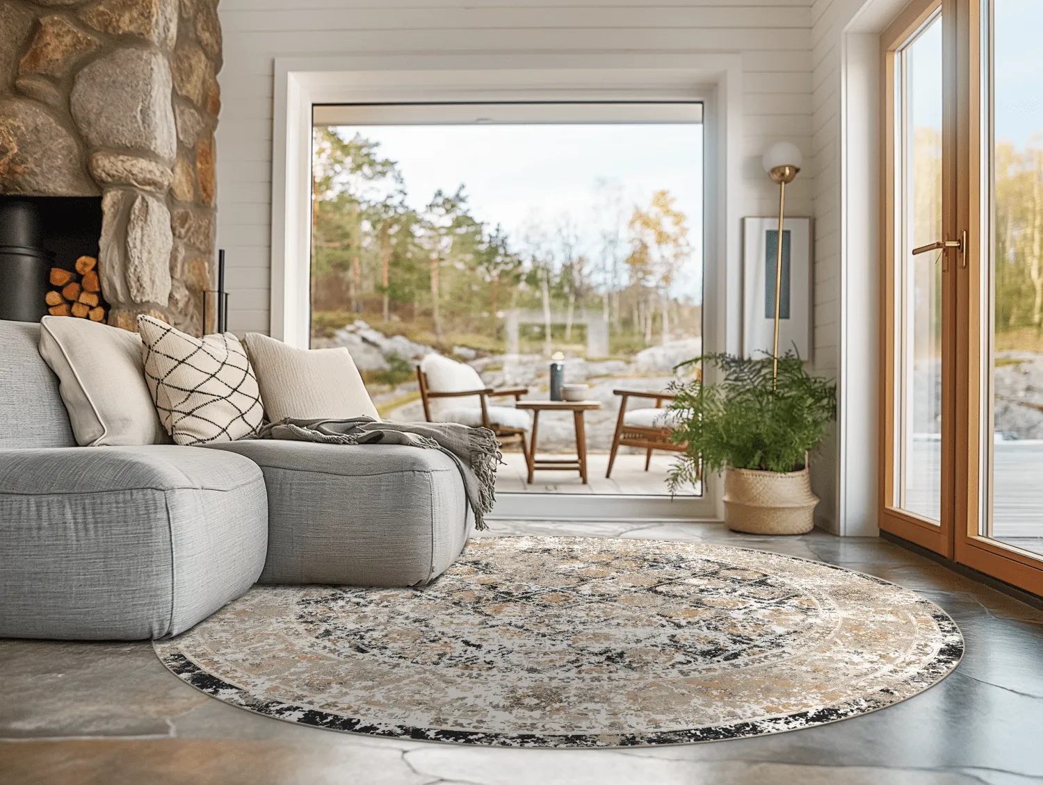 Kerek szőnyeg - Douz (fekete/többszínű)