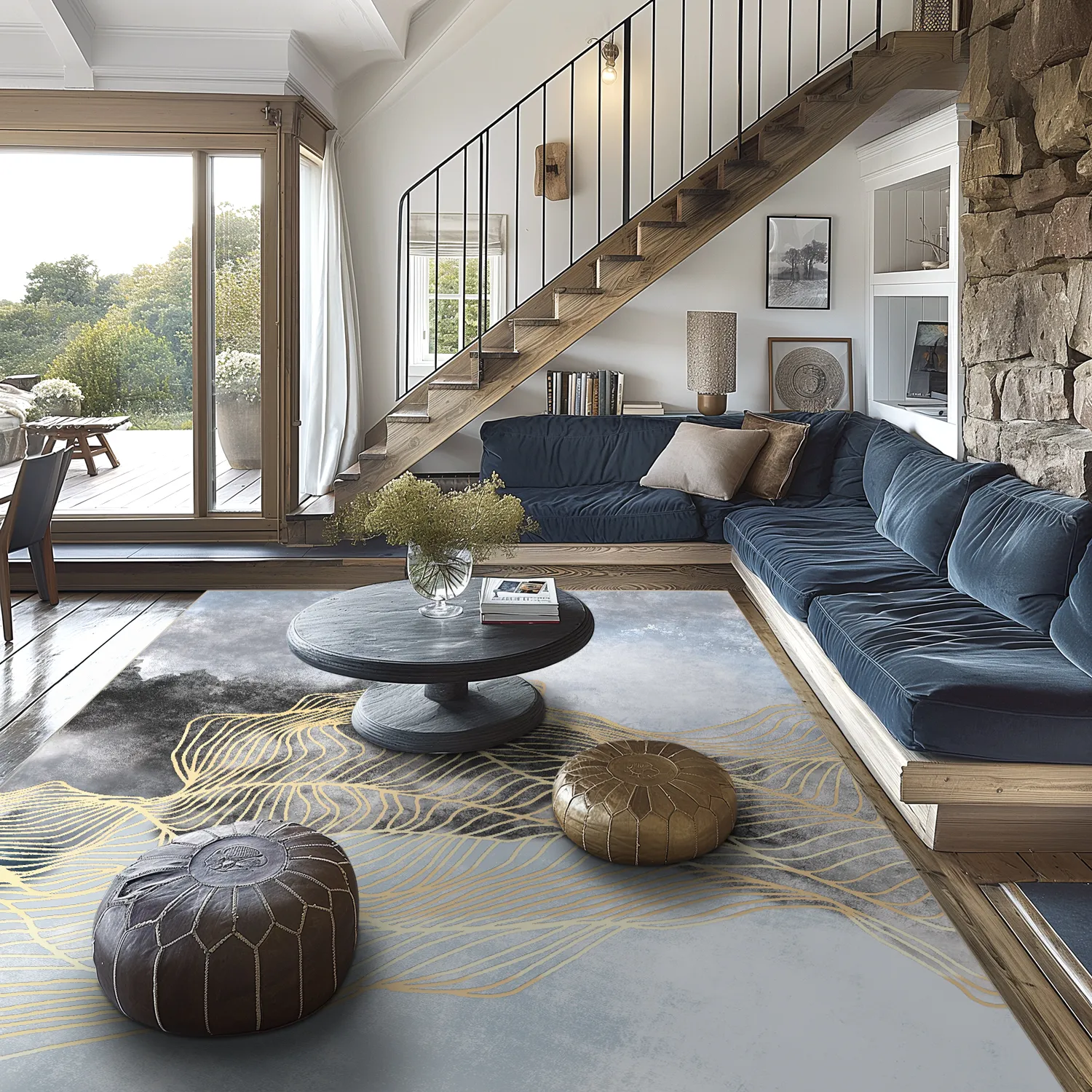 Wilton szőnyeg - Ekual (kék/szürke/arany)