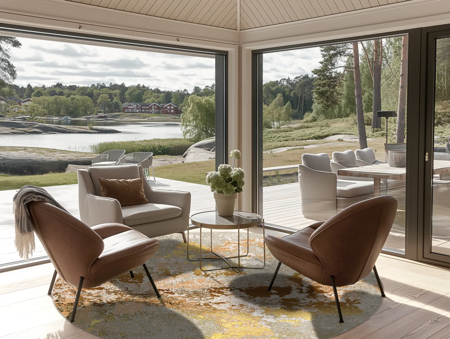 Kerek szőnyeg - Elena (bezs/arany)