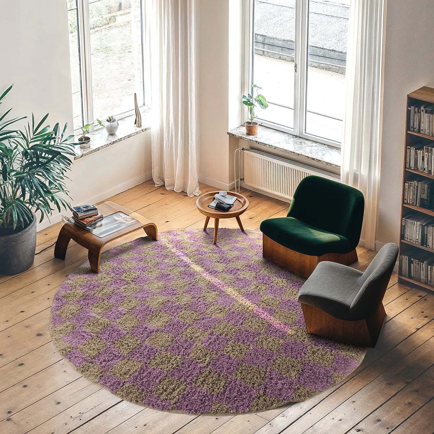 Kerek szőnyeg - Elsey Natural Cotton Shaggy (barna/lila)