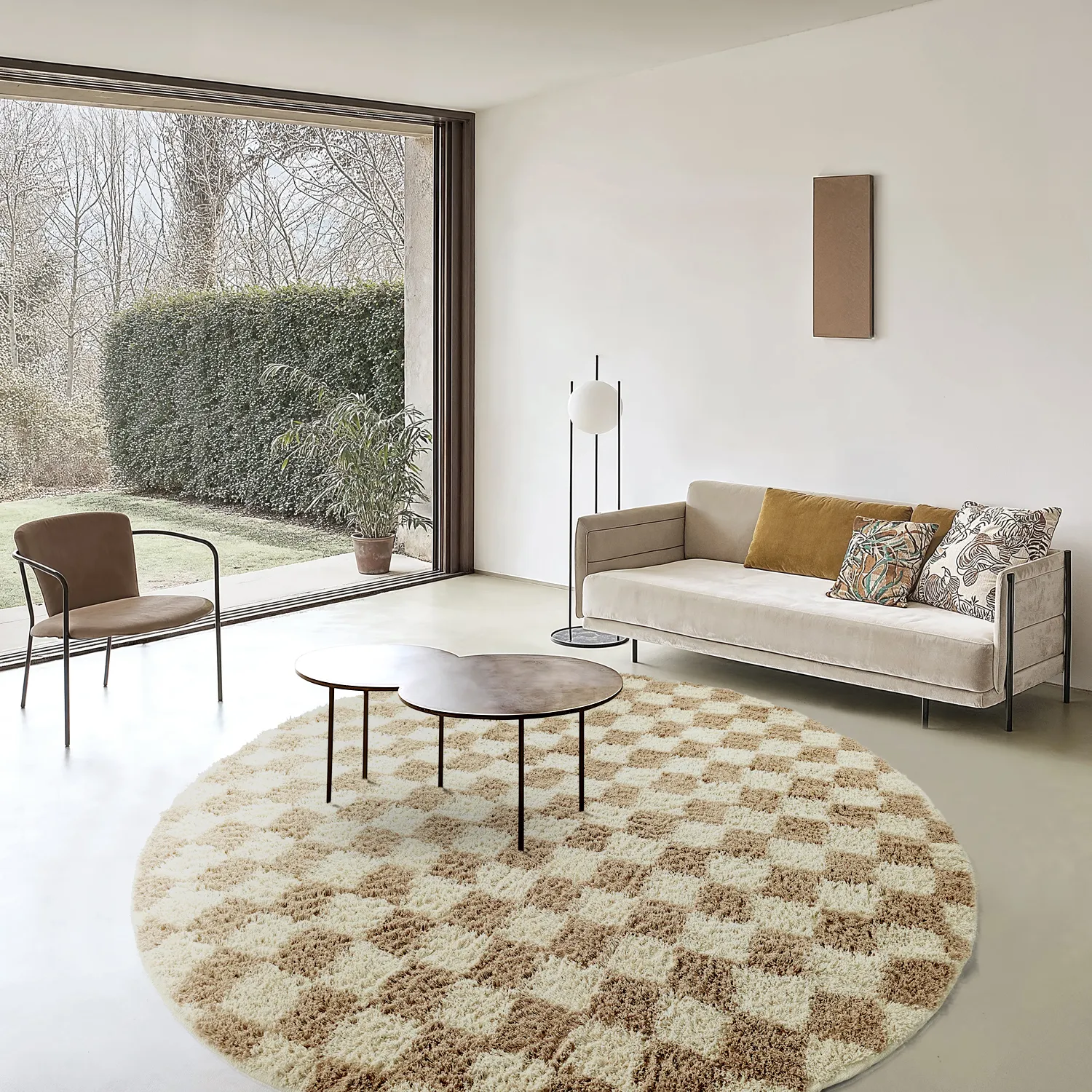 Kerek szőnyeg - Elsey Natural Cotton Shaggy (krém/homok)