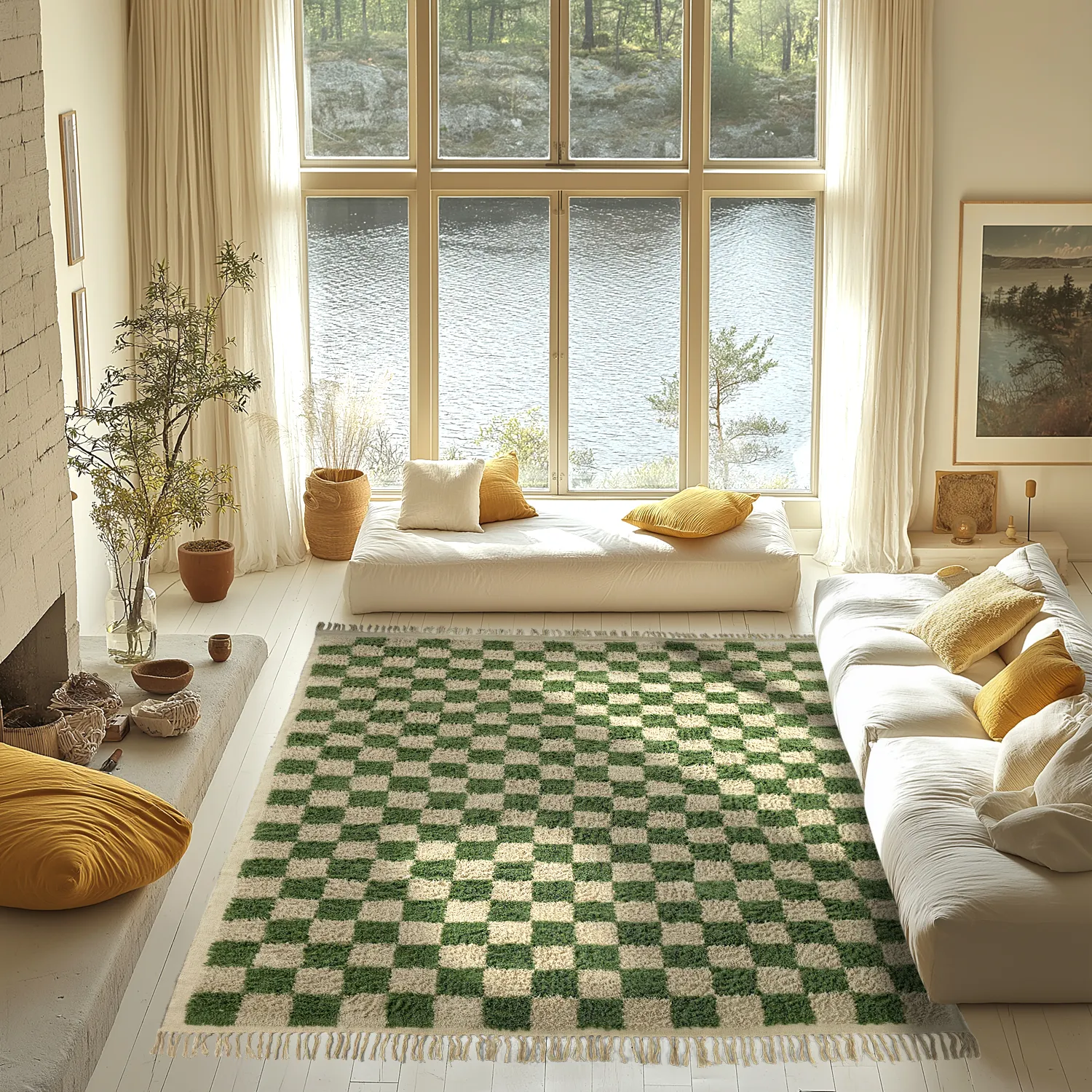 Shaggy szőnyeg - Elsey Natural Cotton Shaggy (zöld/bézs)