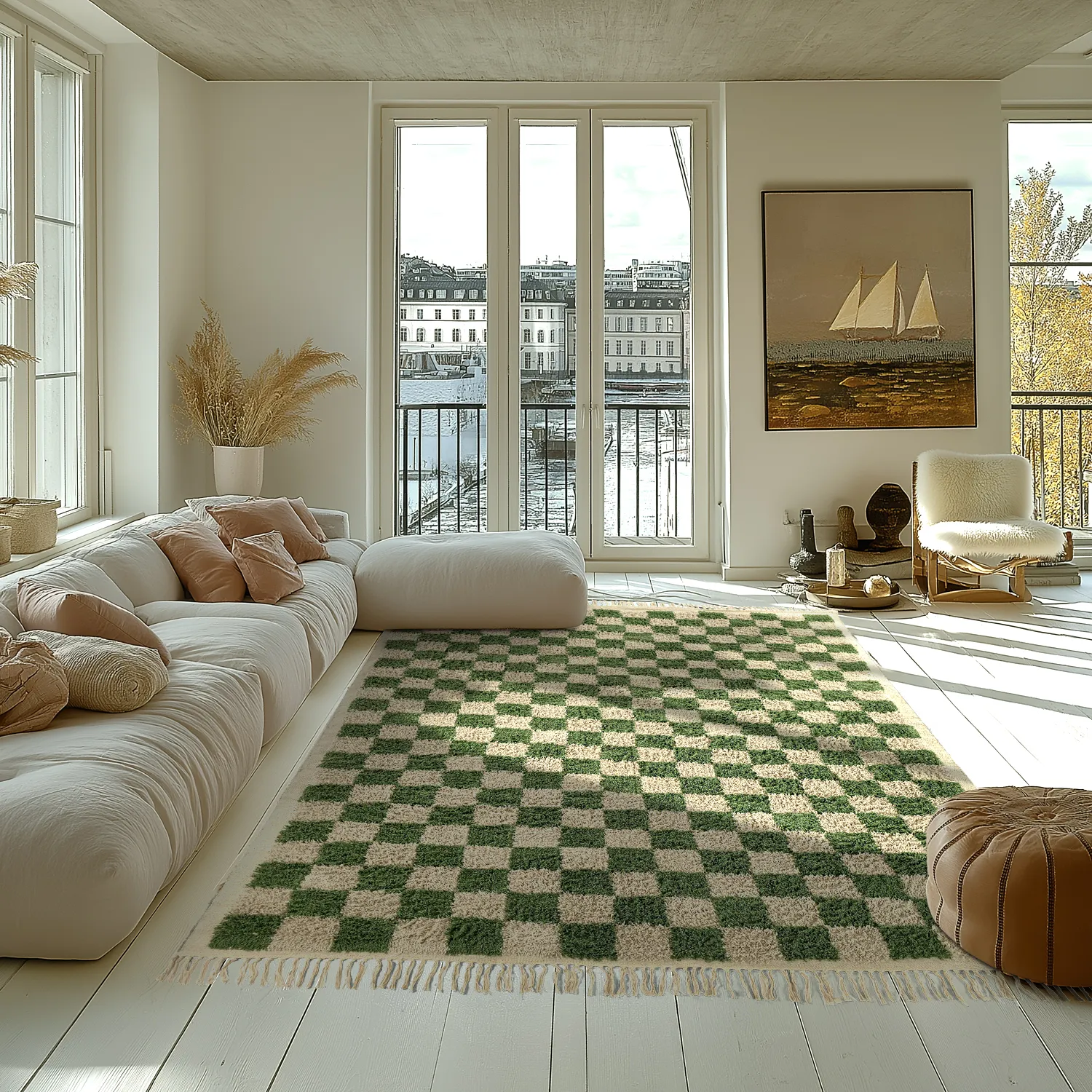 Shaggy szőnyeg - Elsey Natural Cotton Shaggy (zöld/bézs)