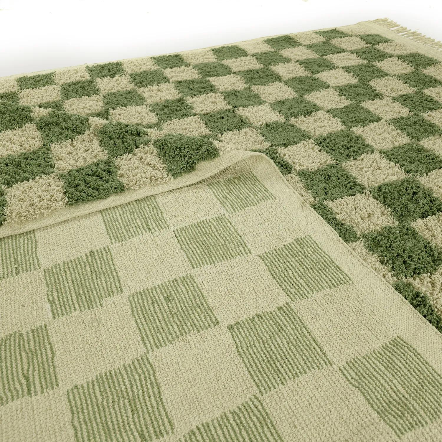 Shaggy szőnyeg - Elsey Natural Cotton Shaggy (zöld/bézs)