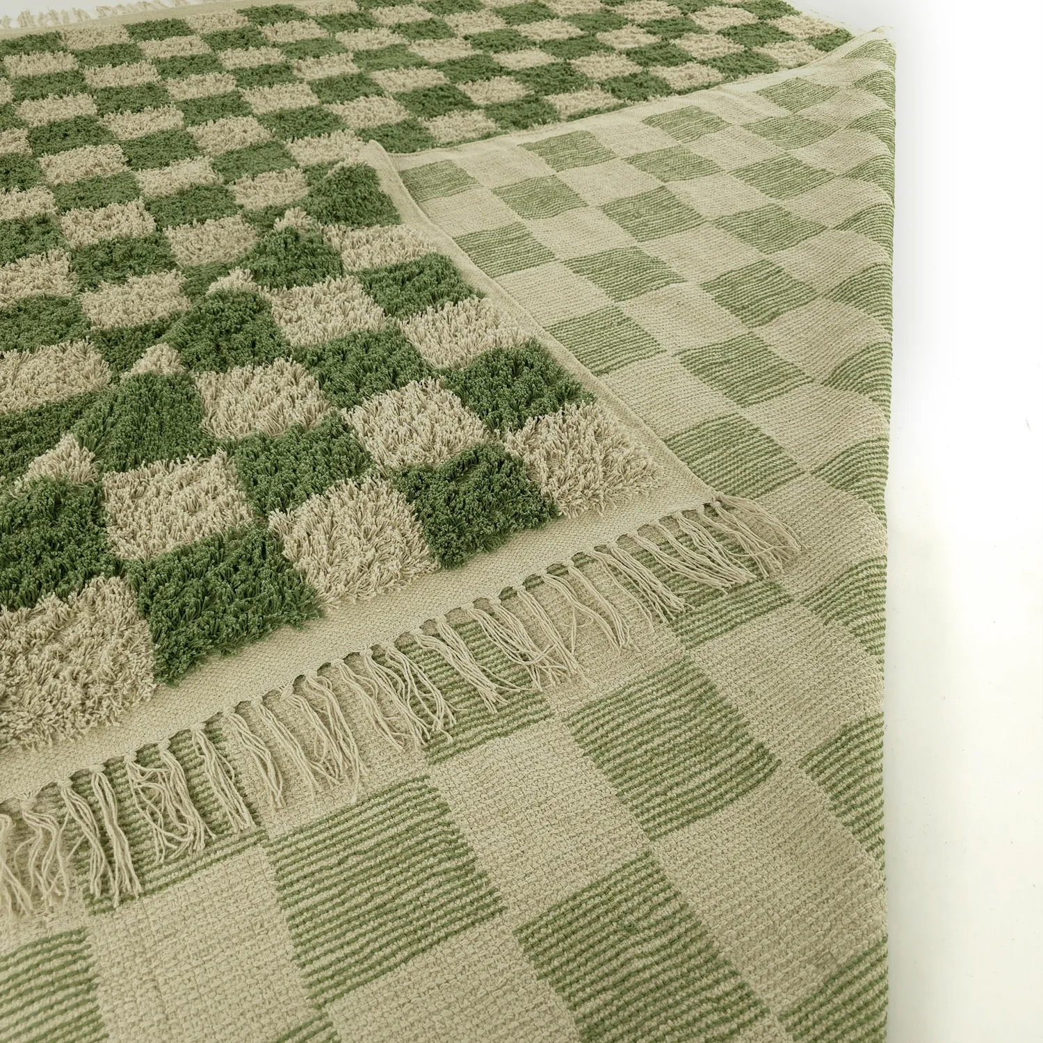 Shaggy szőnyeg - Elsey Natural Cotton Shaggy (zöld/bézs)