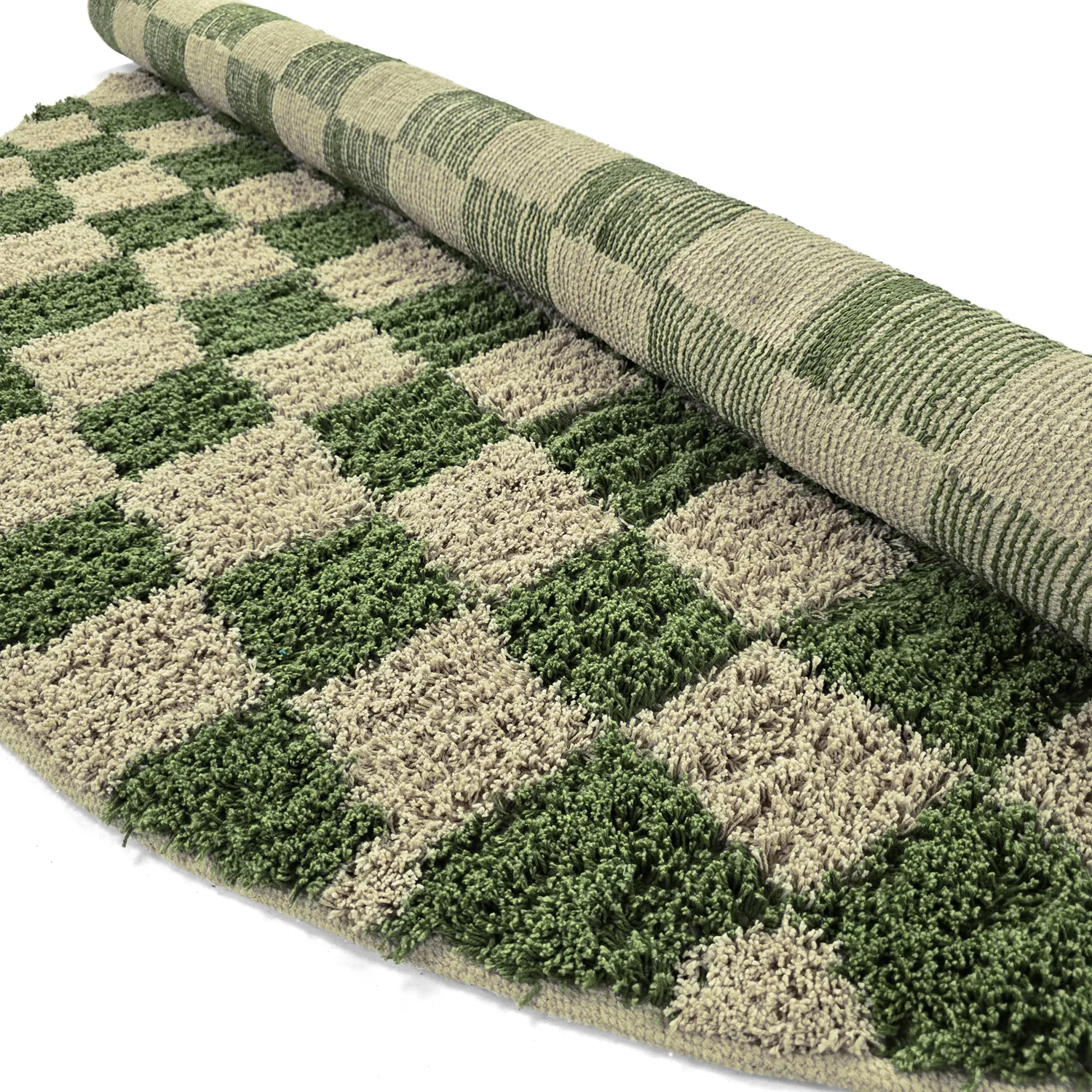 Kerek szőnyeg - Elsey Natural Cotton Shaggy (zöld/bézs)